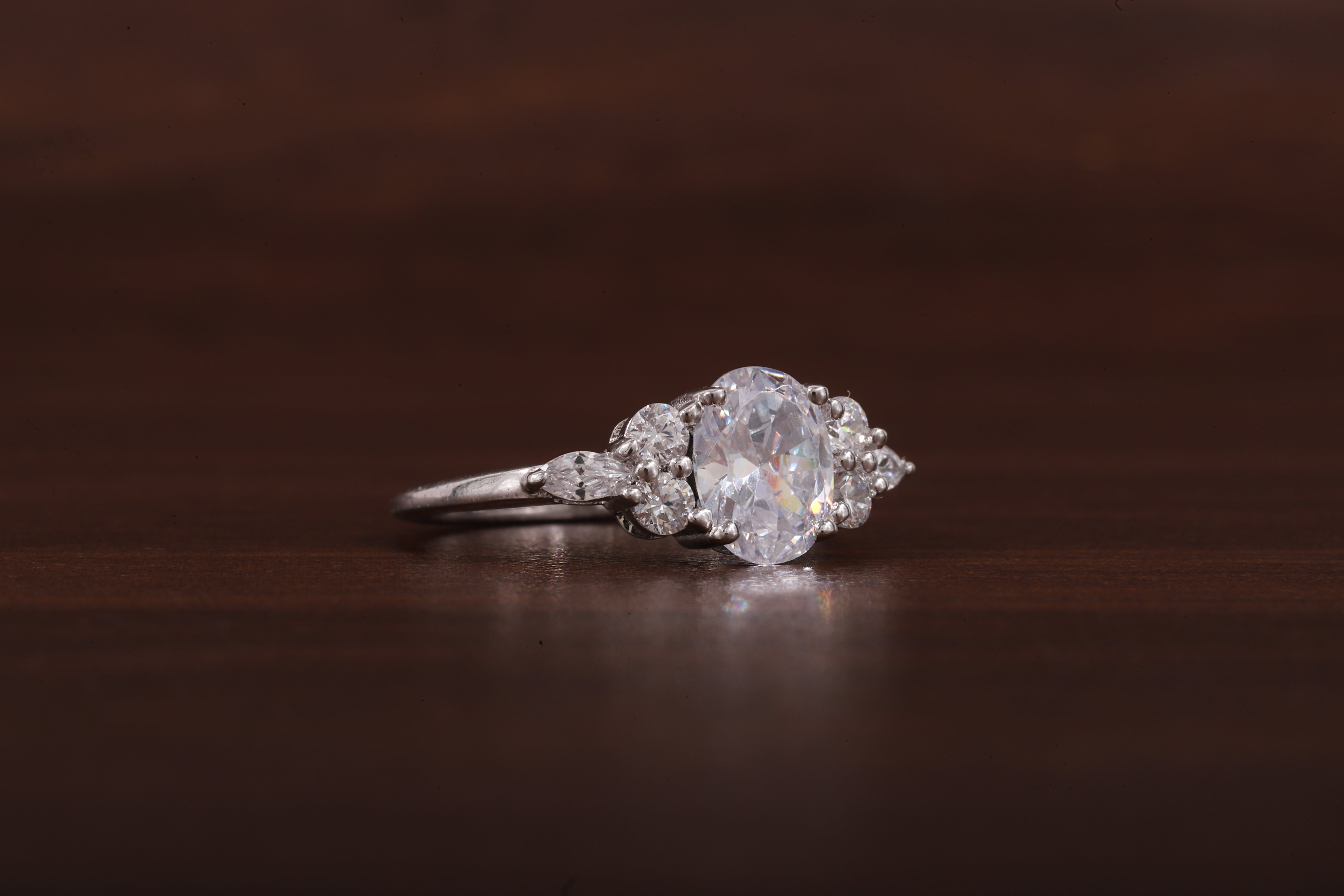 Oval Moissanite Bridal Ring, 1.25CT Moissanite Engagement Ring