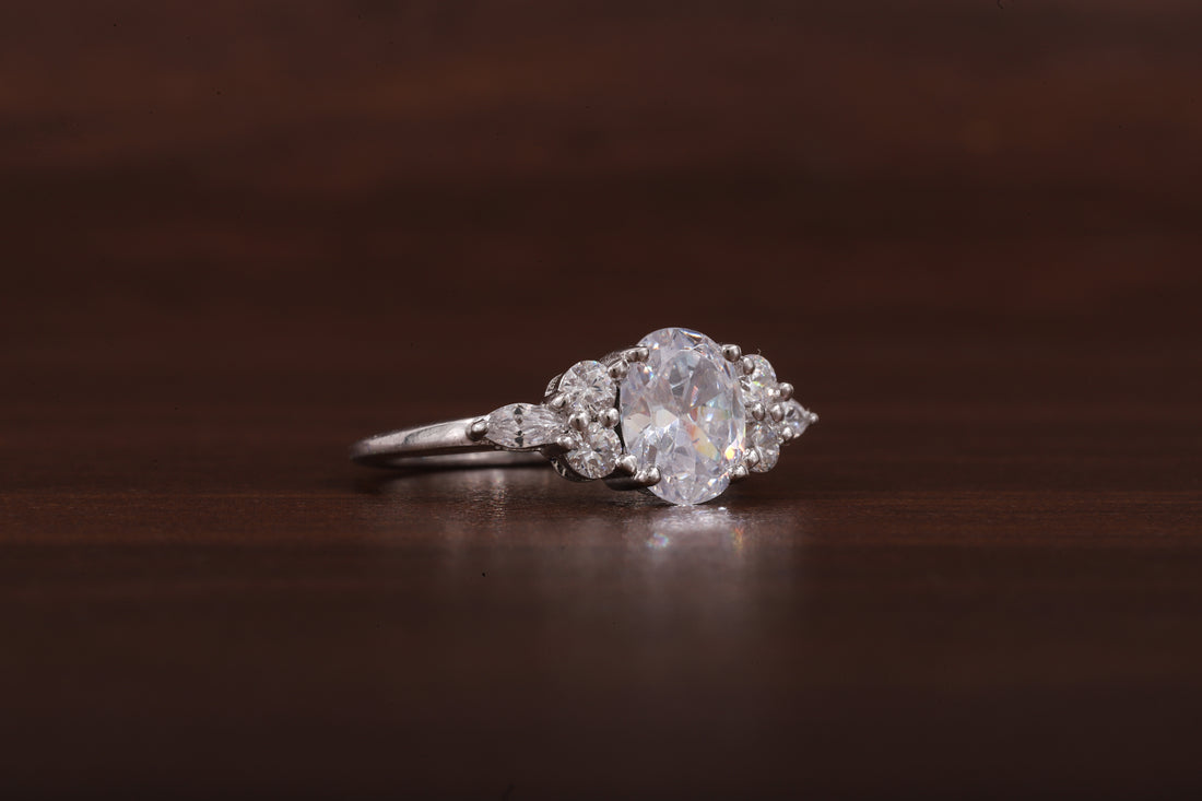 Oval Moissanite Bridal Ring, 1.25CT Moissanite Engagement Ring