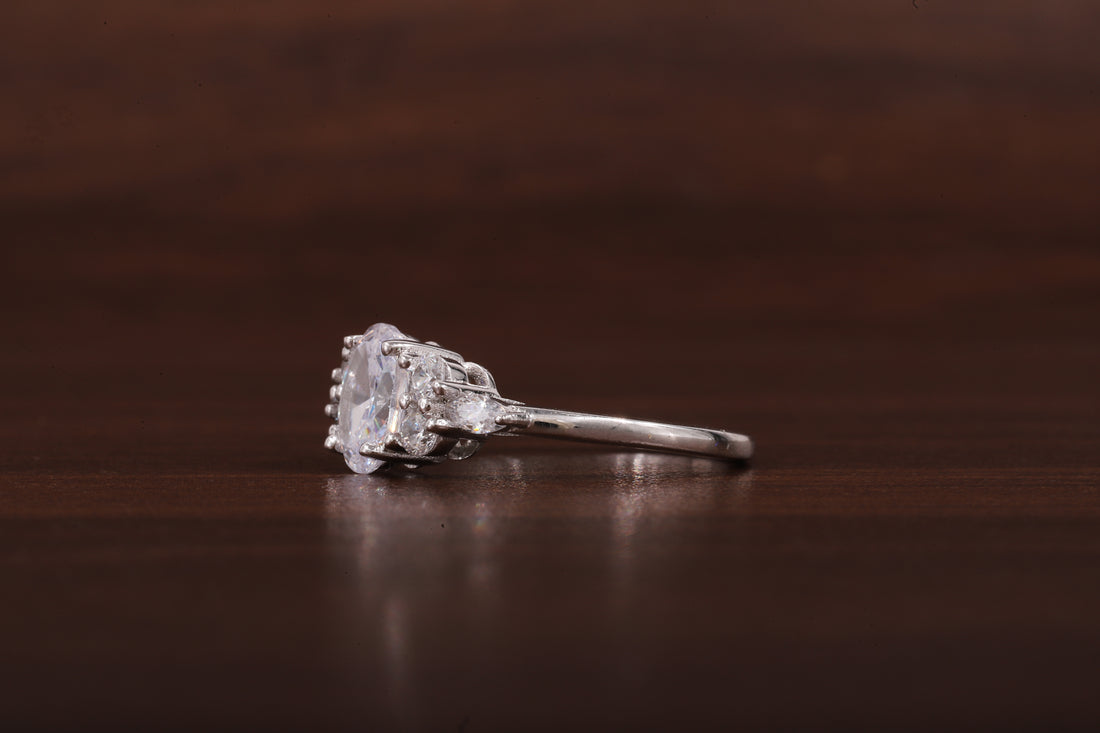 Oval Moissanite Bridal Ring, 1.25CT Moissanite Engagement Ring