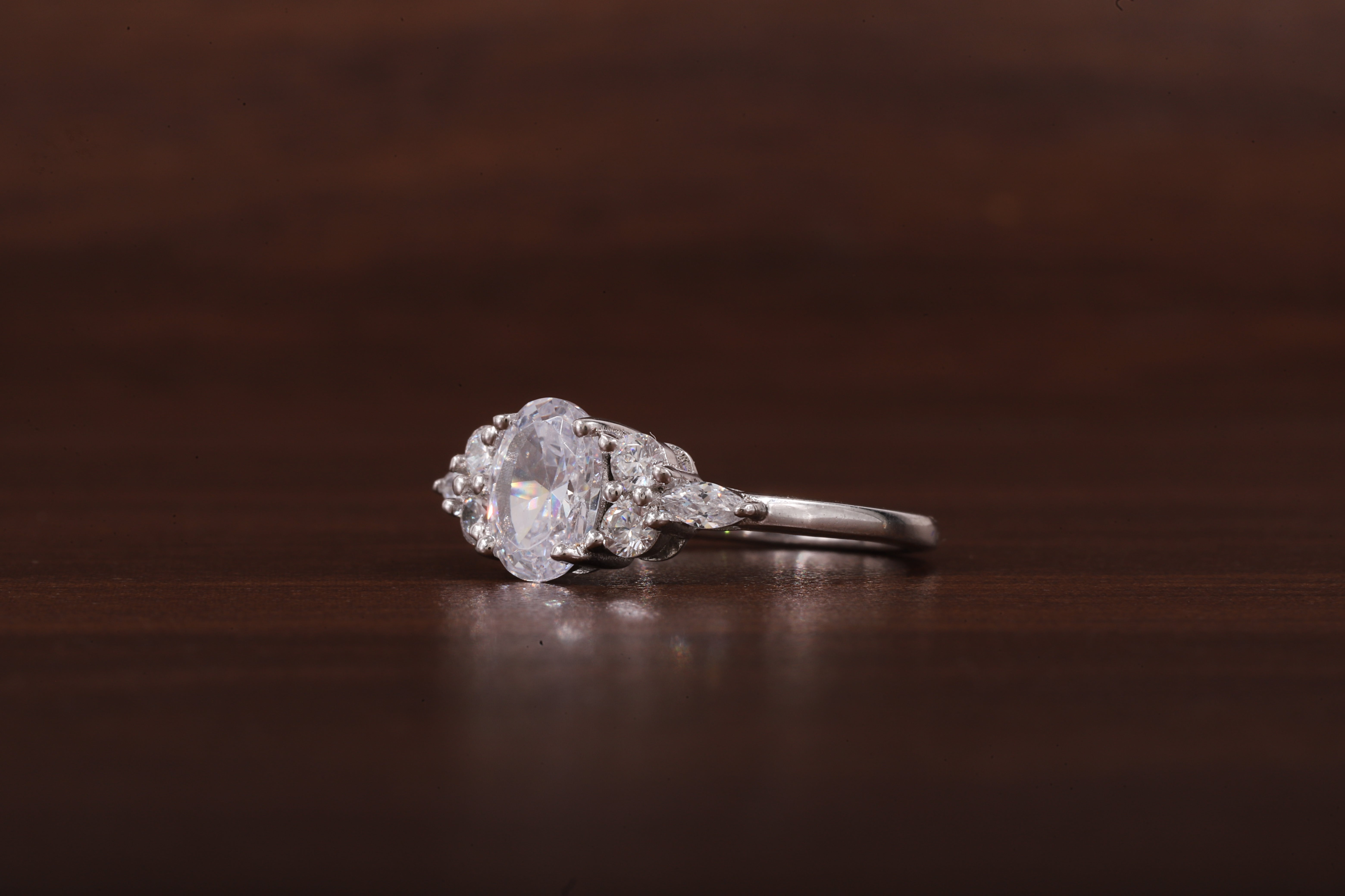 Oval Moissanite Bridal Ring, 1.25CT Moissanite Engagement Ring