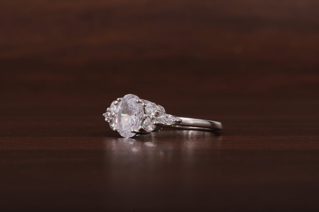 Oval Moissanite Bridal Ring, 1.25CT Moissanite Engagement Ring