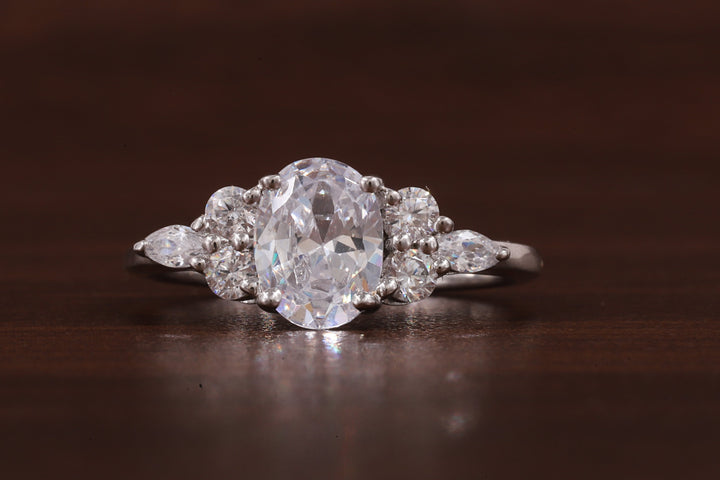 Diamond ring on a wooden surface
