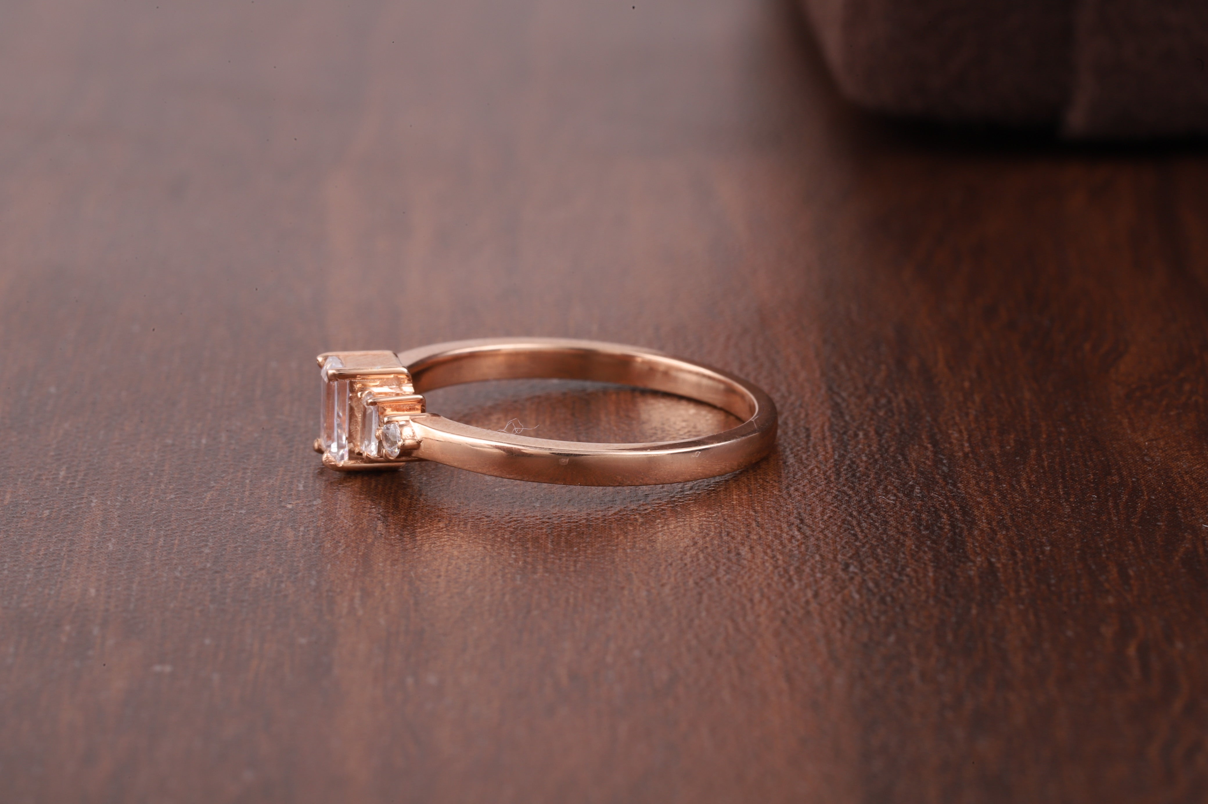 Five Stone Ring, Emerald Cut Moissanite baguette Ring