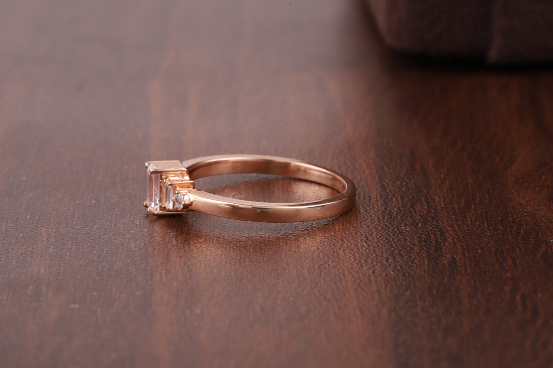 Five Stone Ring, Emerald Cut Moissanite baguette Ring
