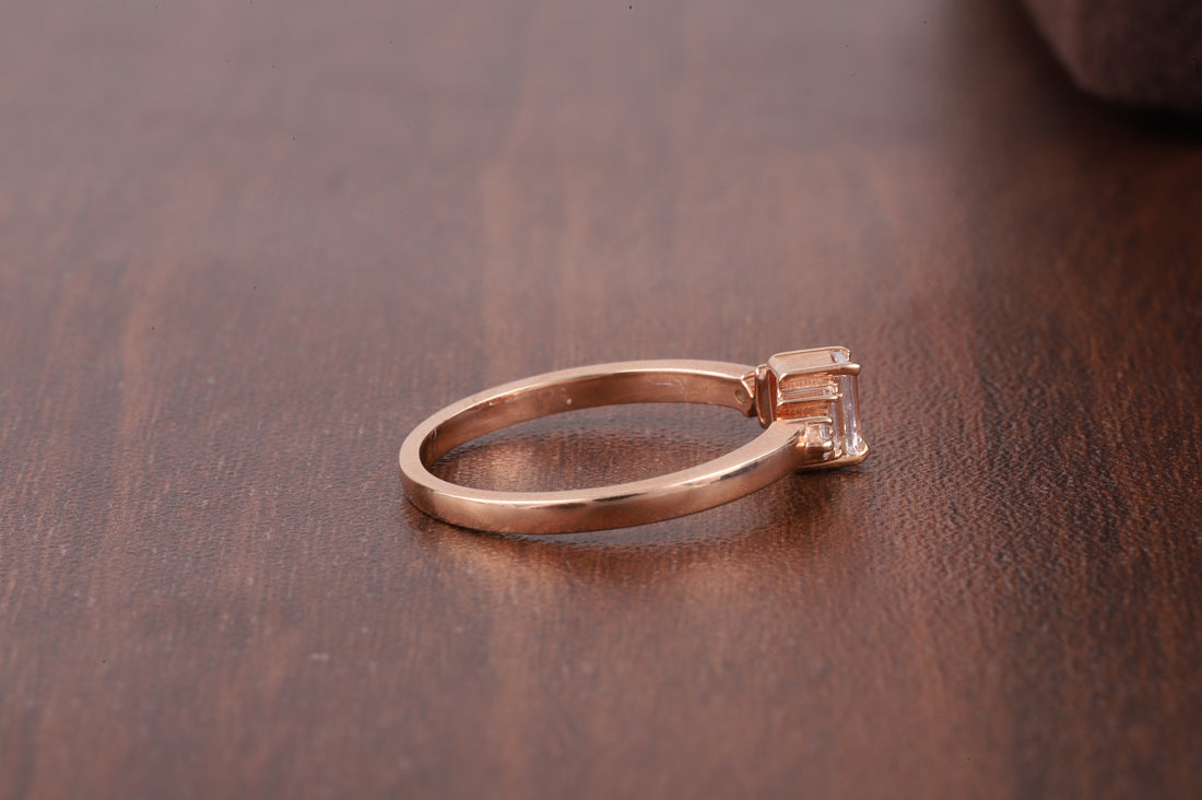 Five Stone Ring, Emerald Cut Moissanite baguette Ring