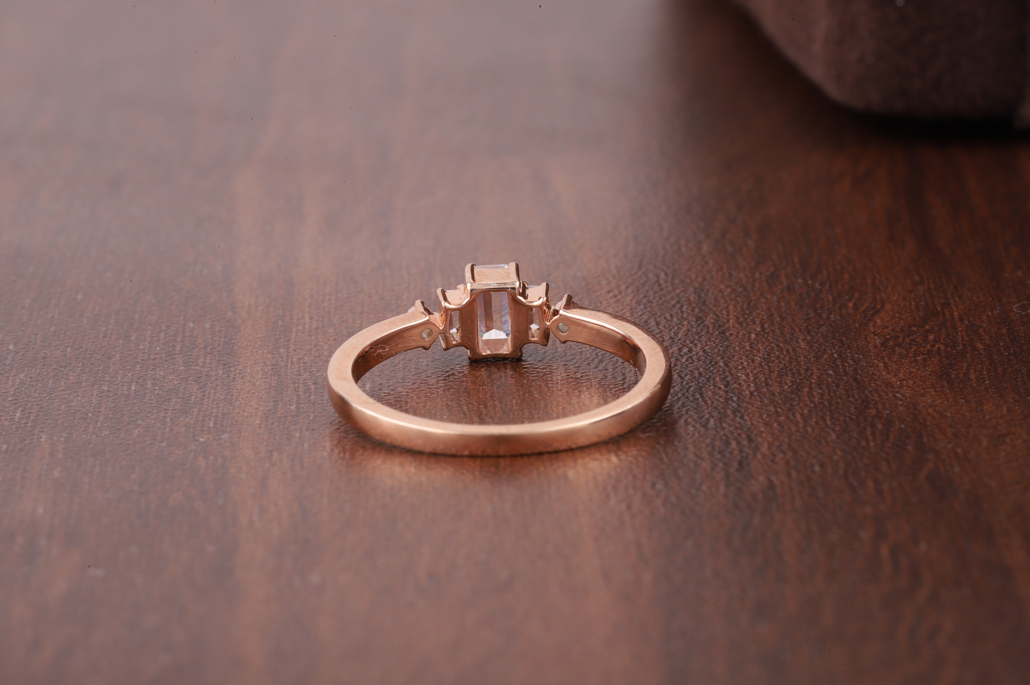 Five Stone Ring, Emerald Cut Moissanite baguette Ring
