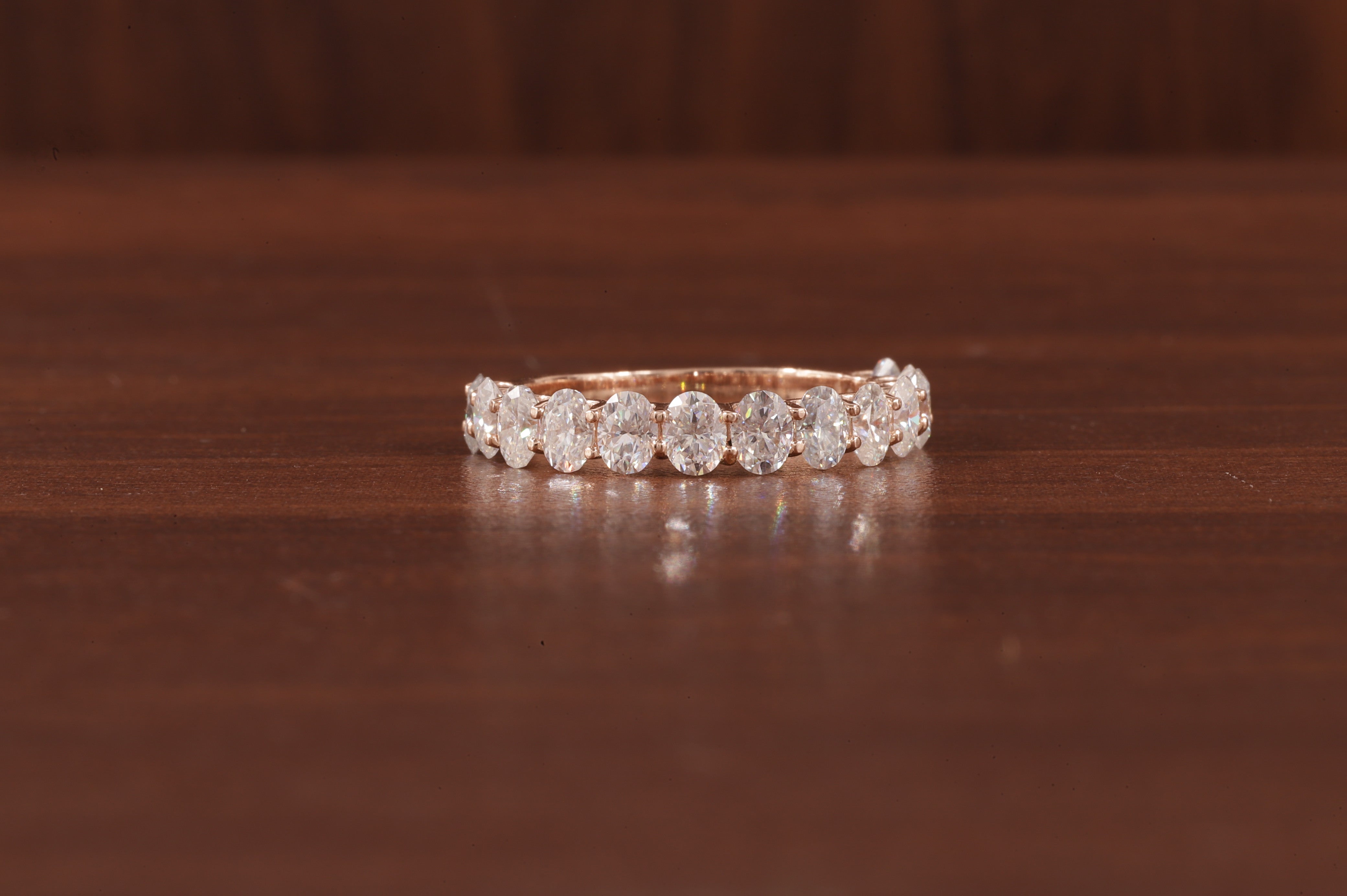 Oval Lab Grown Diamond Anniversary Band, CVD Diamond Wedding Half Eternity Band, Lab Created Diamond