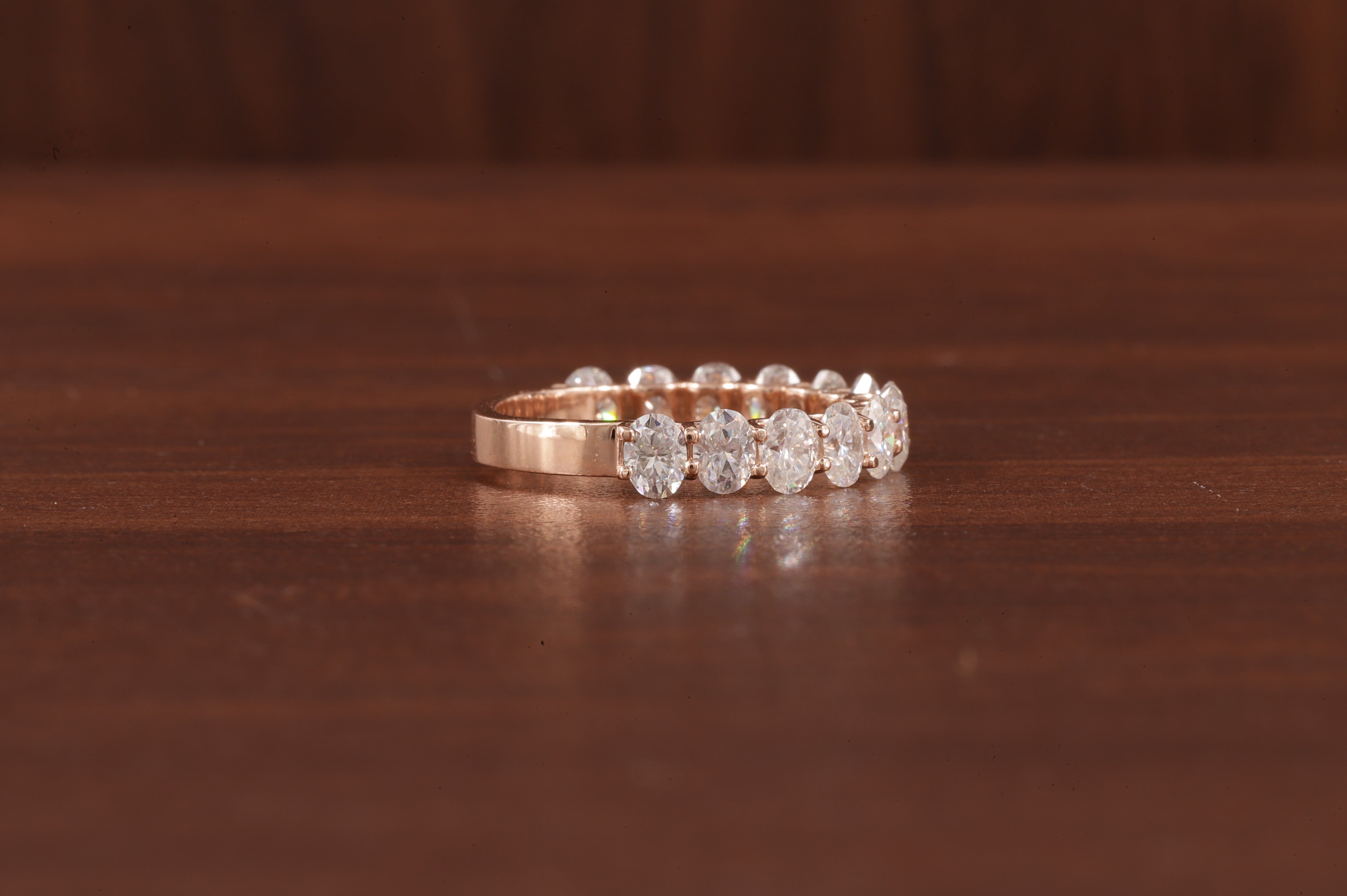 Oval Lab Grown Diamond Anniversary Band, CVD Diamond Wedding Half Eternity Band, Lab Created Diamond