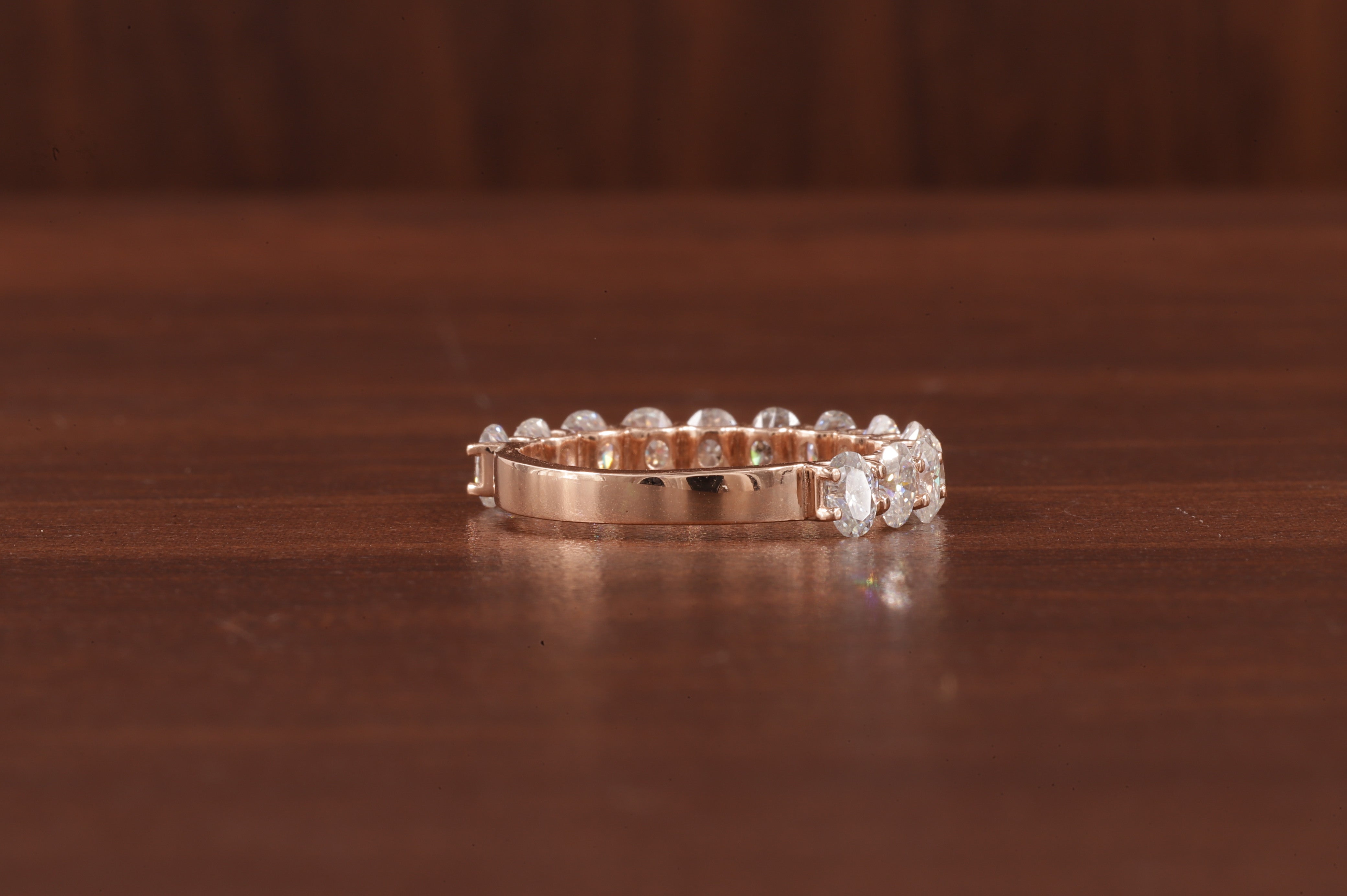 Oval Lab Grown Diamond Anniversary Band, CVD Diamond Wedding Half Eternity Band, Lab Created Diamond