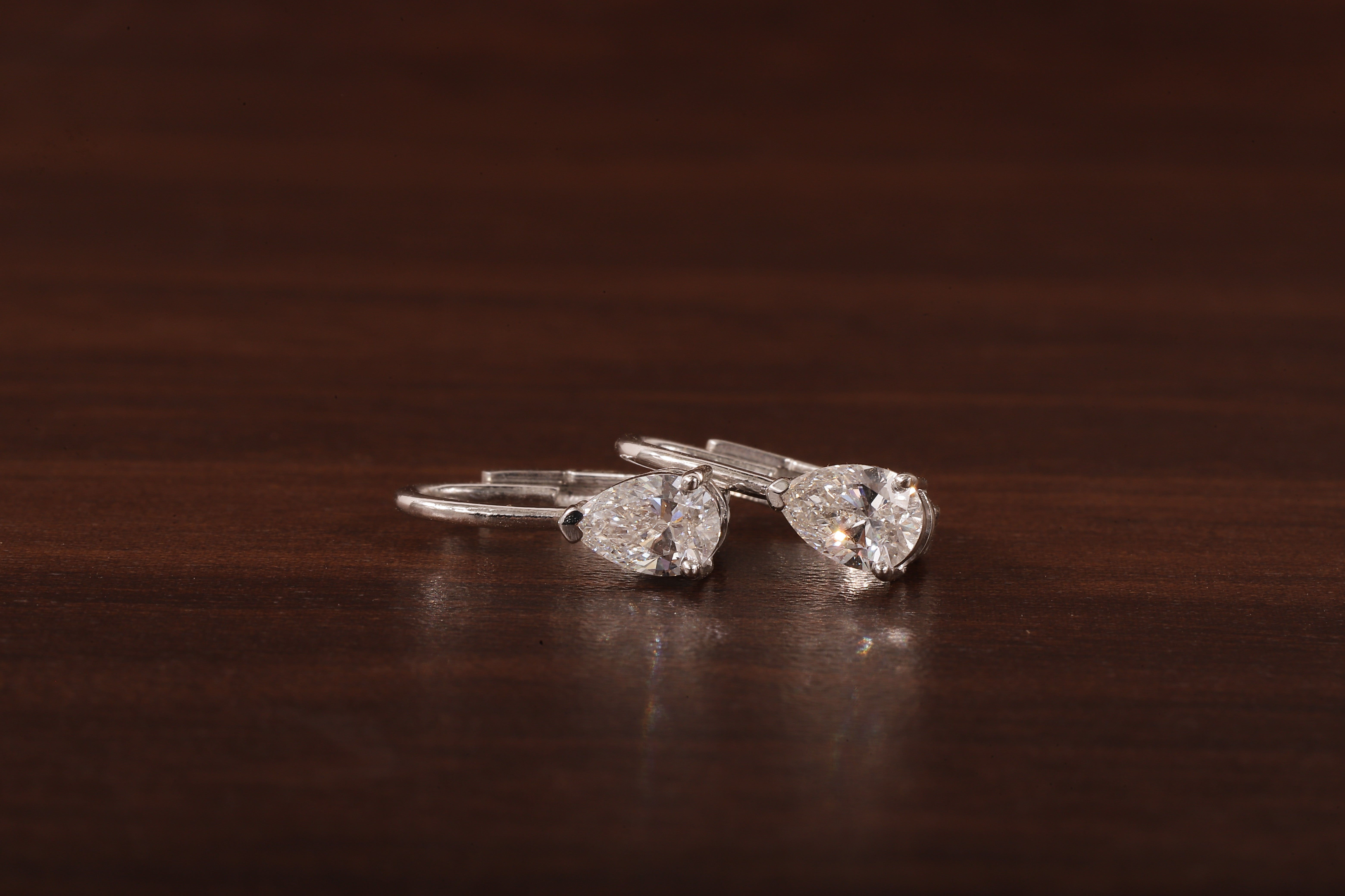Pear Cut Lab Grown Diamond Drop Lever back Earrings Stud, Pear Lab Grown Earrings