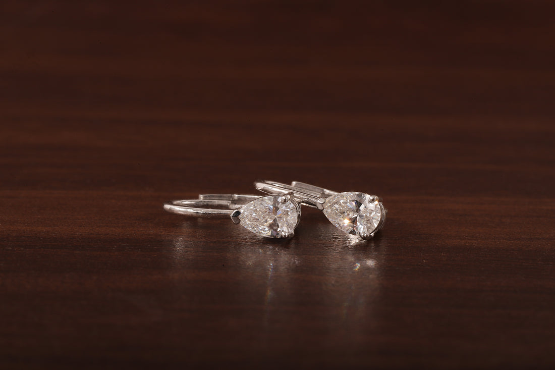 Pear Cut Lab Grown Diamond Drop Lever back Earrings Stud, Pear Lab Grown Earrings