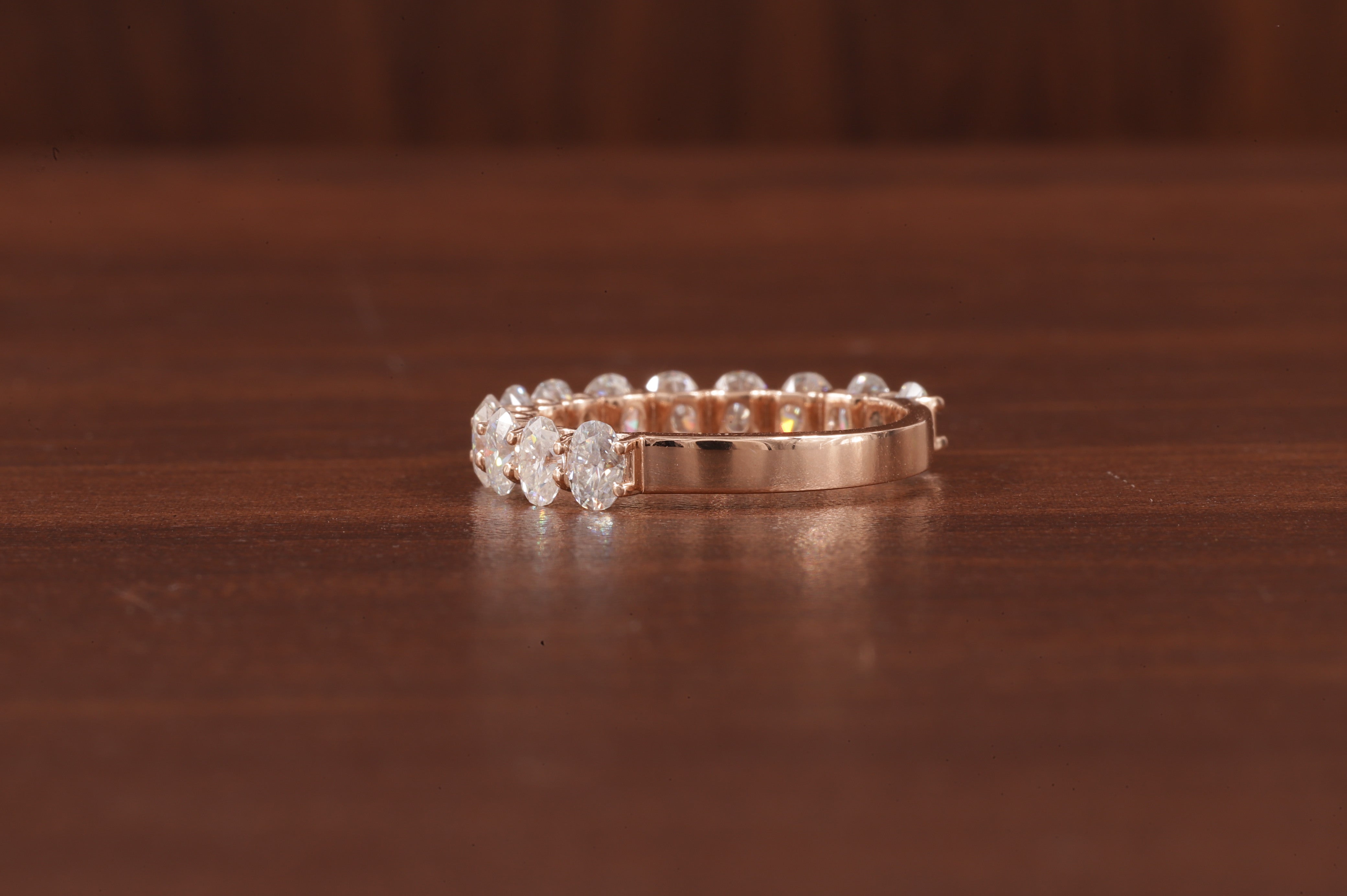 Oval Lab Grown Diamond Anniversary Band, CVD Diamond Wedding Half Eternity Band, Lab Created Diamond