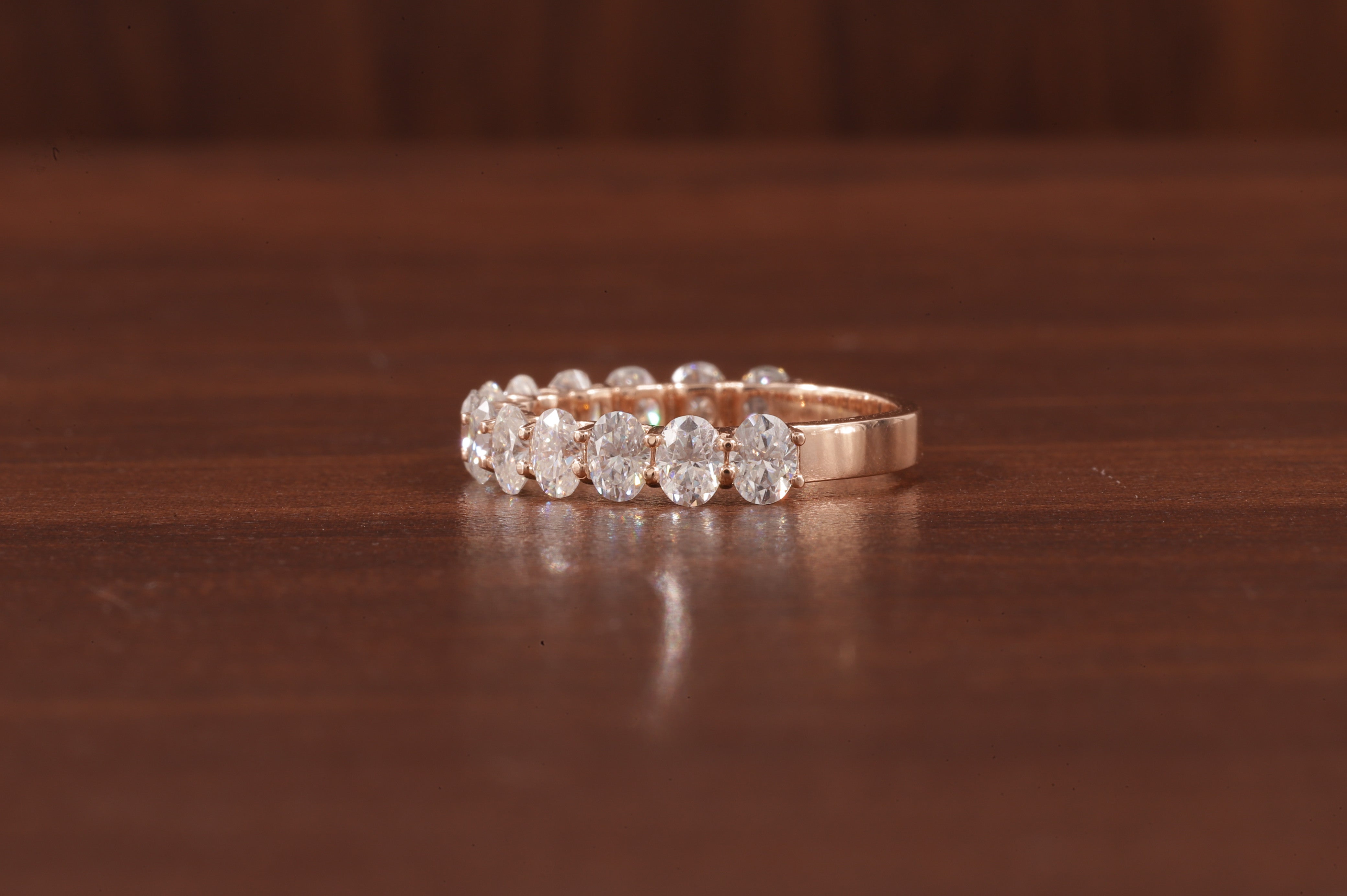 Oval Lab Grown Diamond Anniversary Band, CVD Diamond Wedding Half Eternity Band, Lab Created Diamond