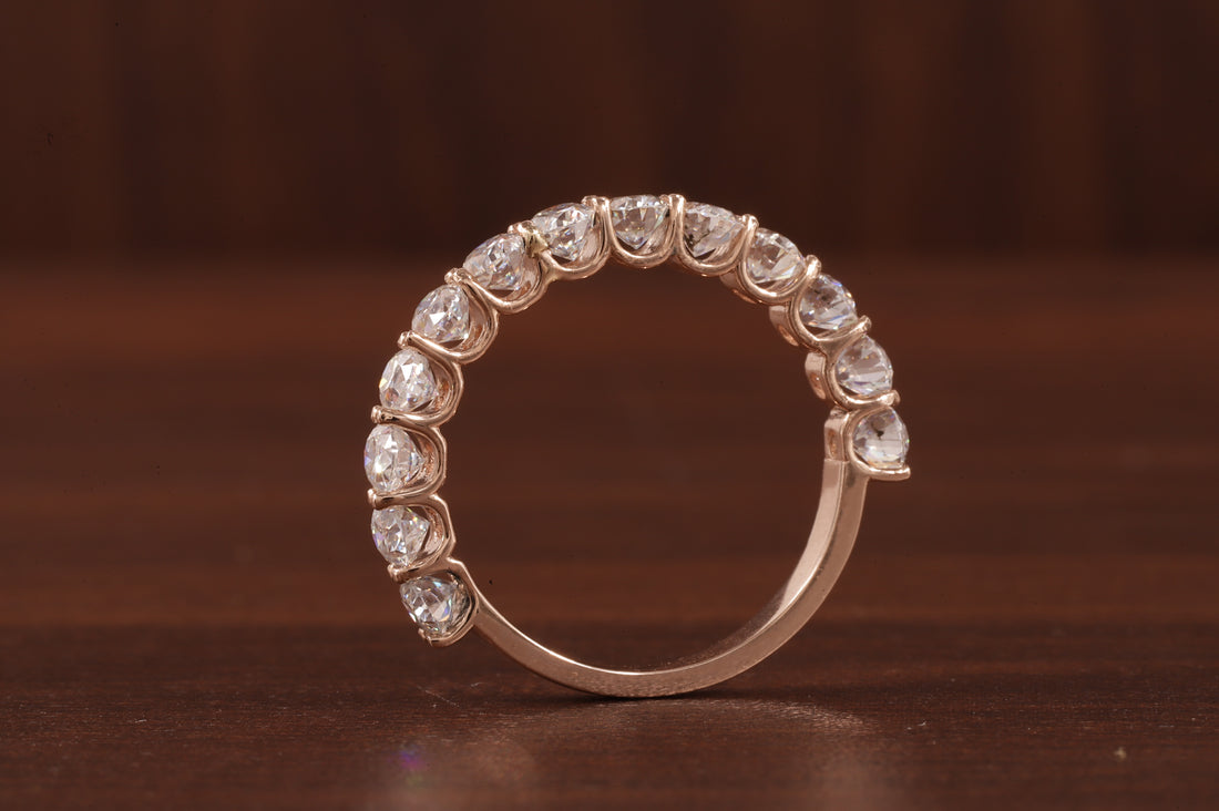 Oval Lab Grown Diamond Anniversary Band, CVD Diamond Wedding Half Eternity Band, Lab Created Diamond