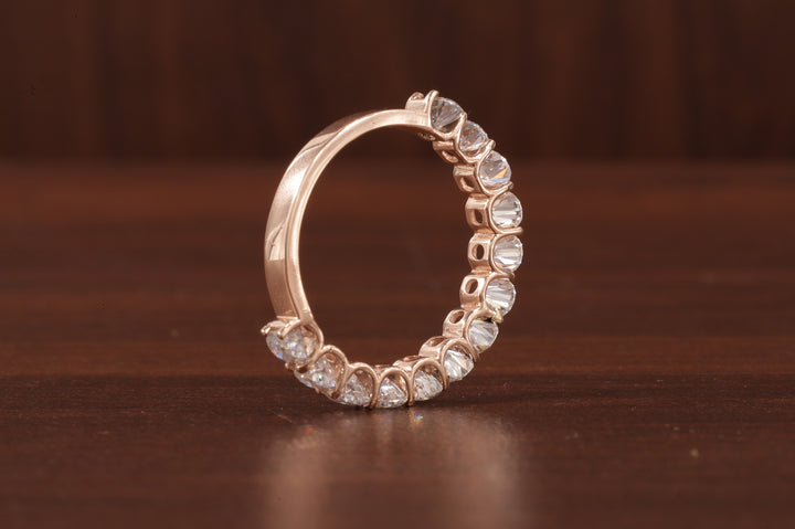 Oval Lab Grown Diamond Anniversary Band, CVD Diamond Wedding Half Eternity Band, Lab Created Diamond
