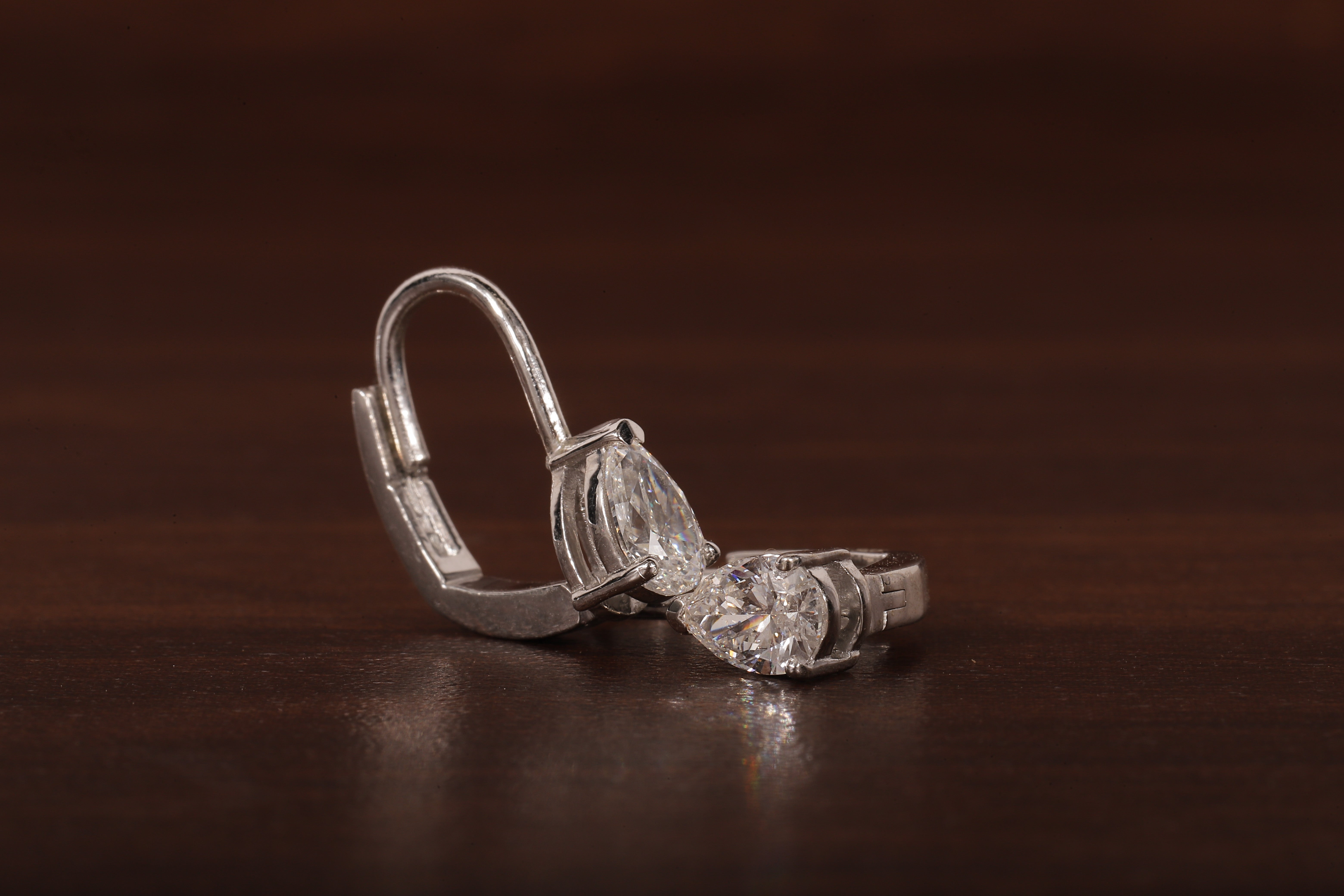 Pear Cut Lab Grown Diamond Drop Lever back Earrings Stud, Pear Lab Grown Earrings