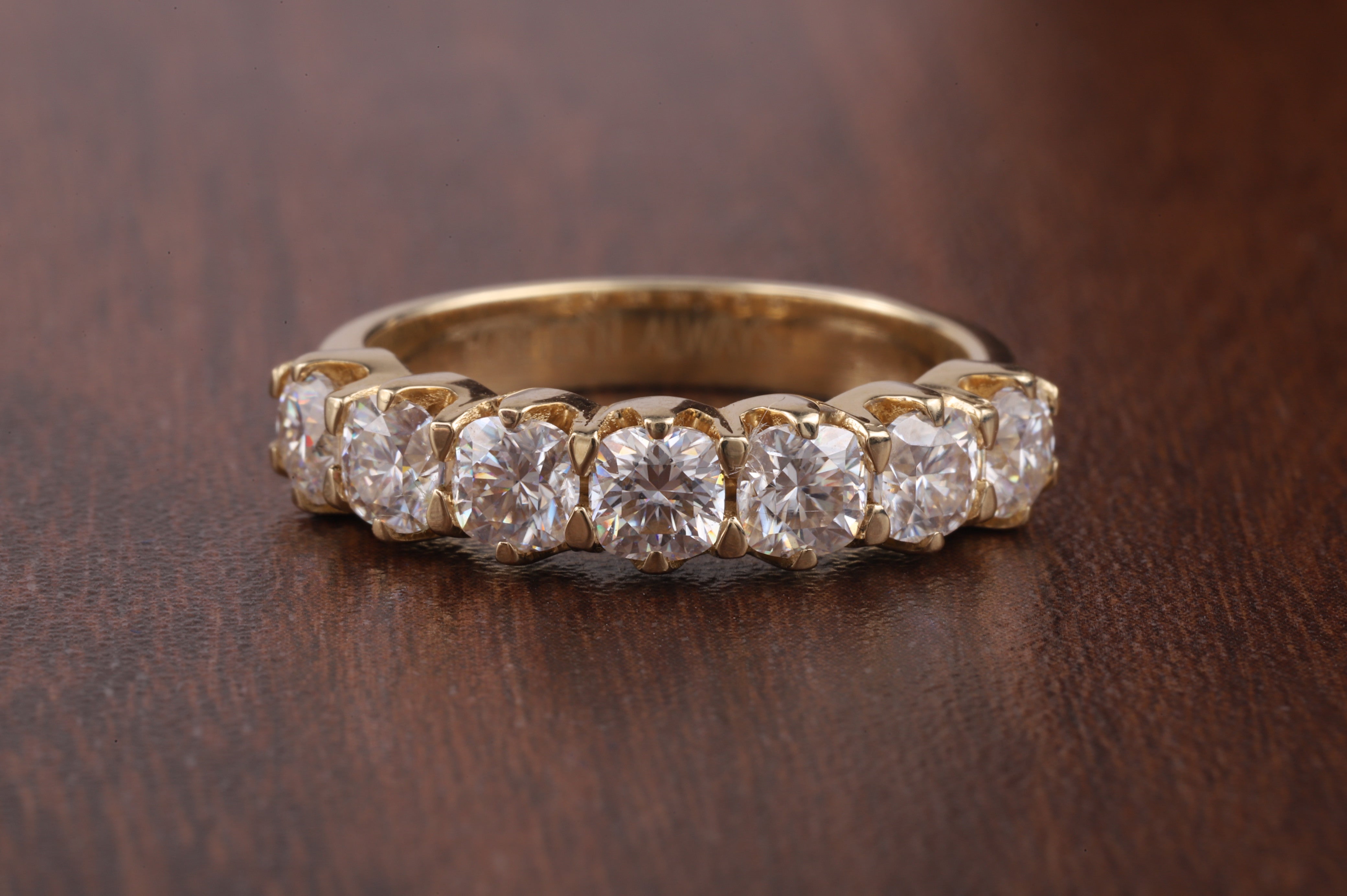 Seven Stone cushion Matching Wedding Band with Colorless Square Cushion Cut Moissanite dimond