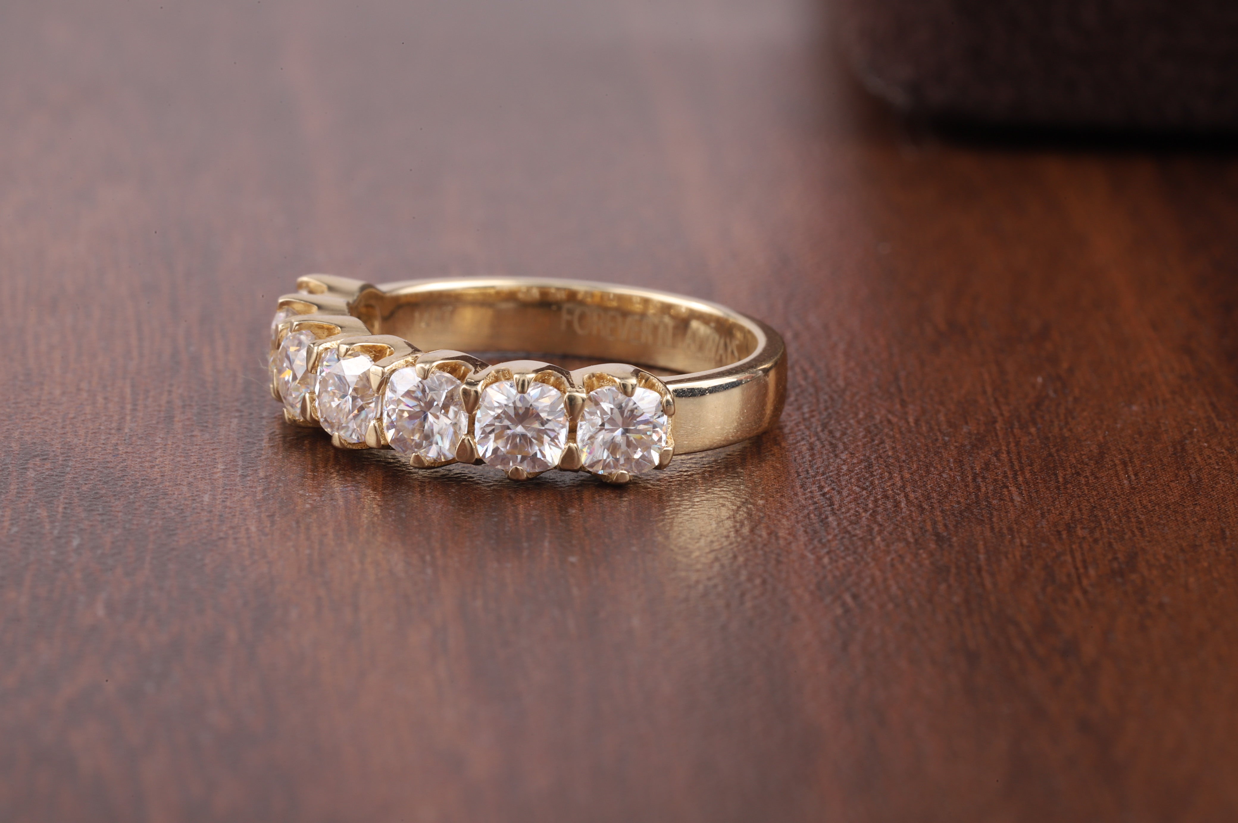 Seven Stone cushion Matching Wedding Band with Colorless Square Cushion Cut Moissanite dimond
