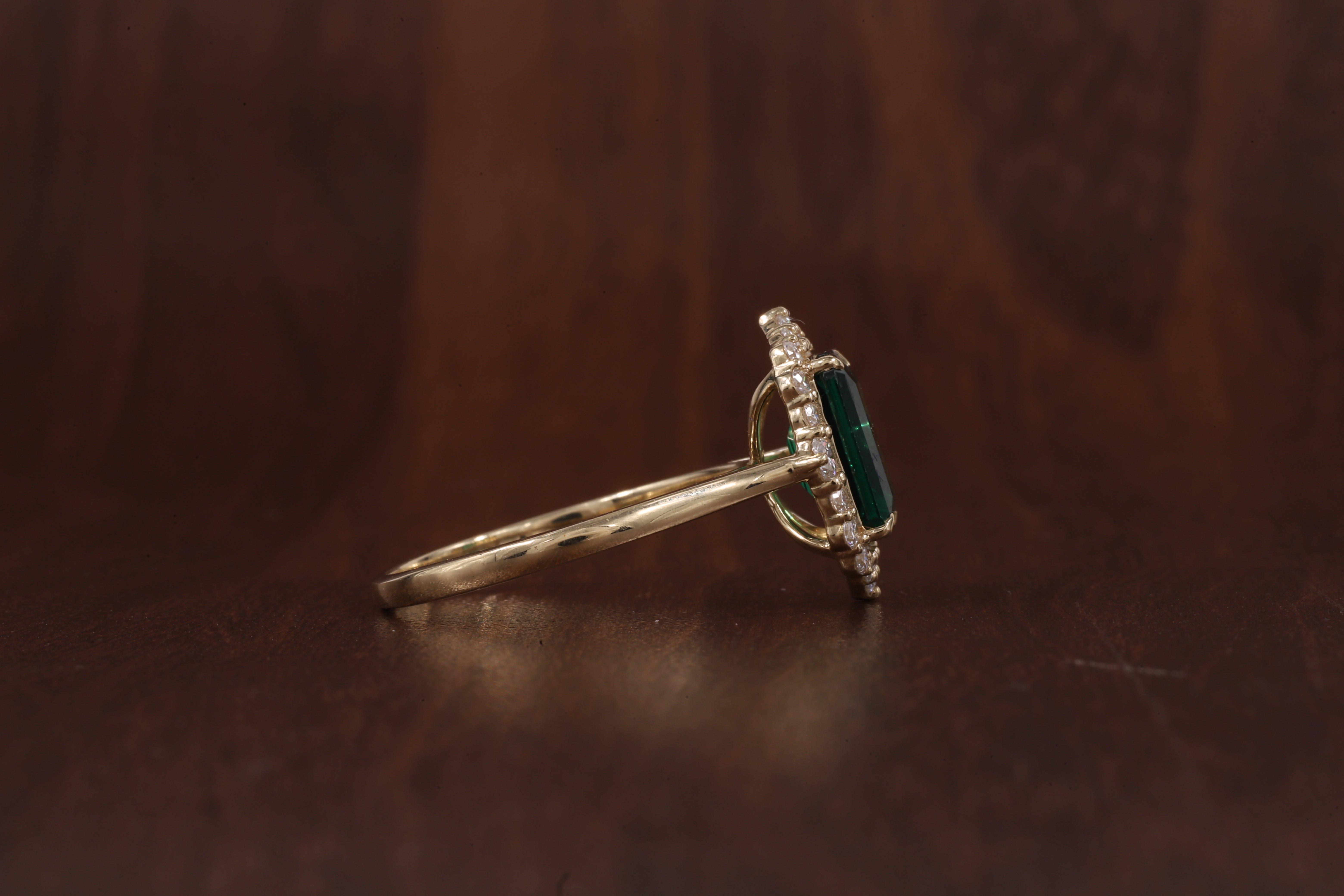 4 Carat Emerald Cut Green CZ Ring with Moissanite Halo