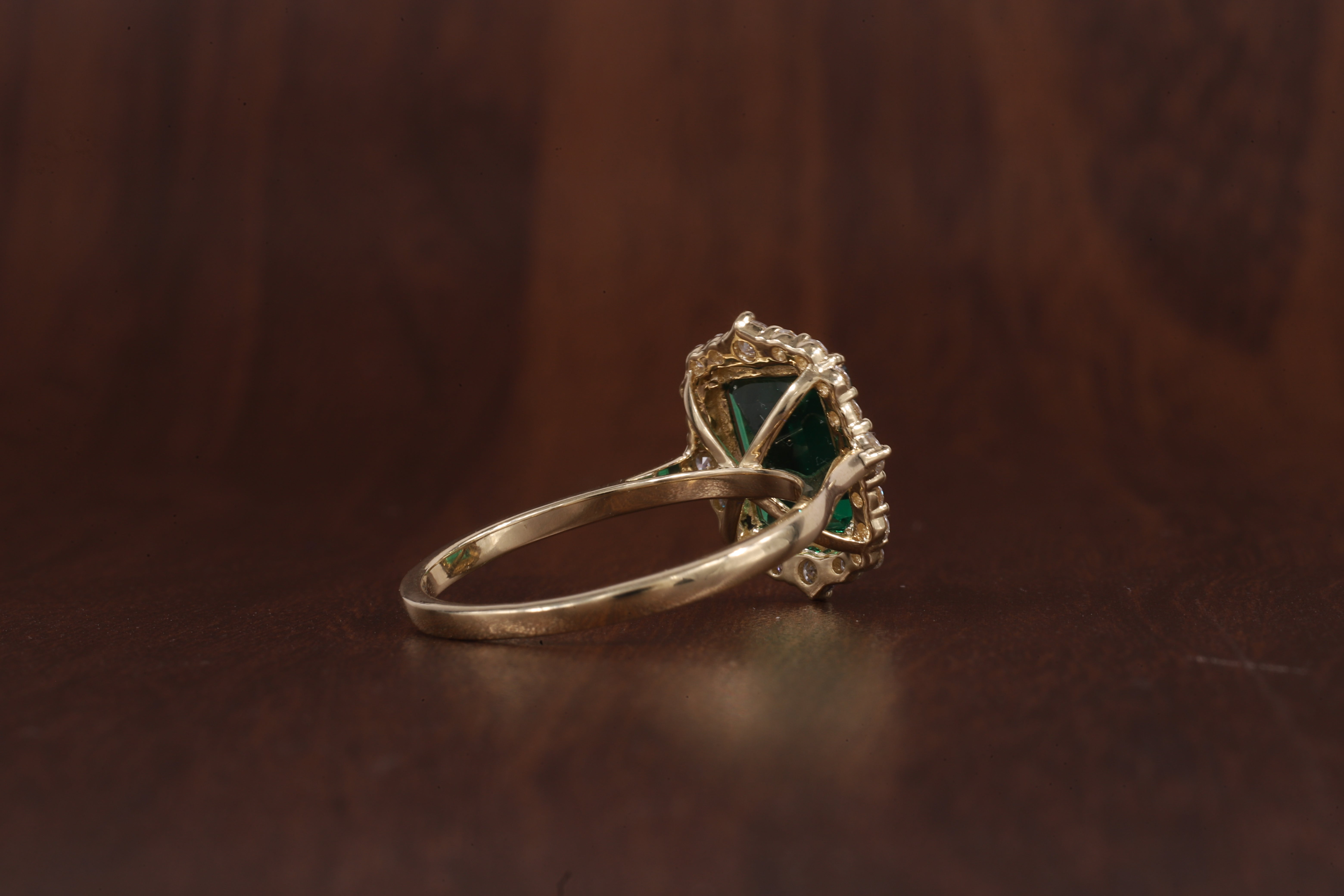 4 Carat Emerald Cut Green CZ Ring with Moissanite Halo