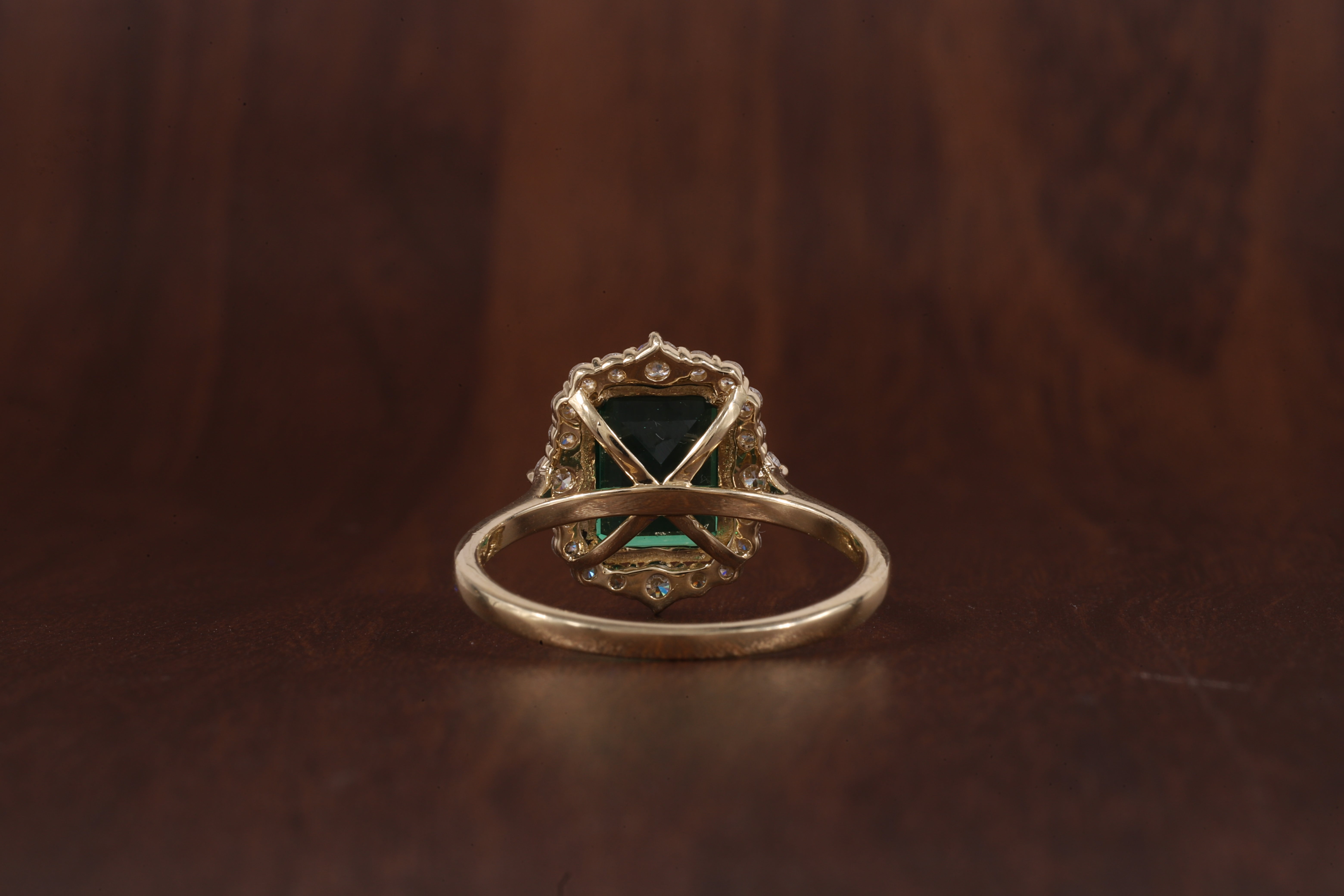 4 Carat Emerald Cut Green CZ Ring with Moissanite Halo