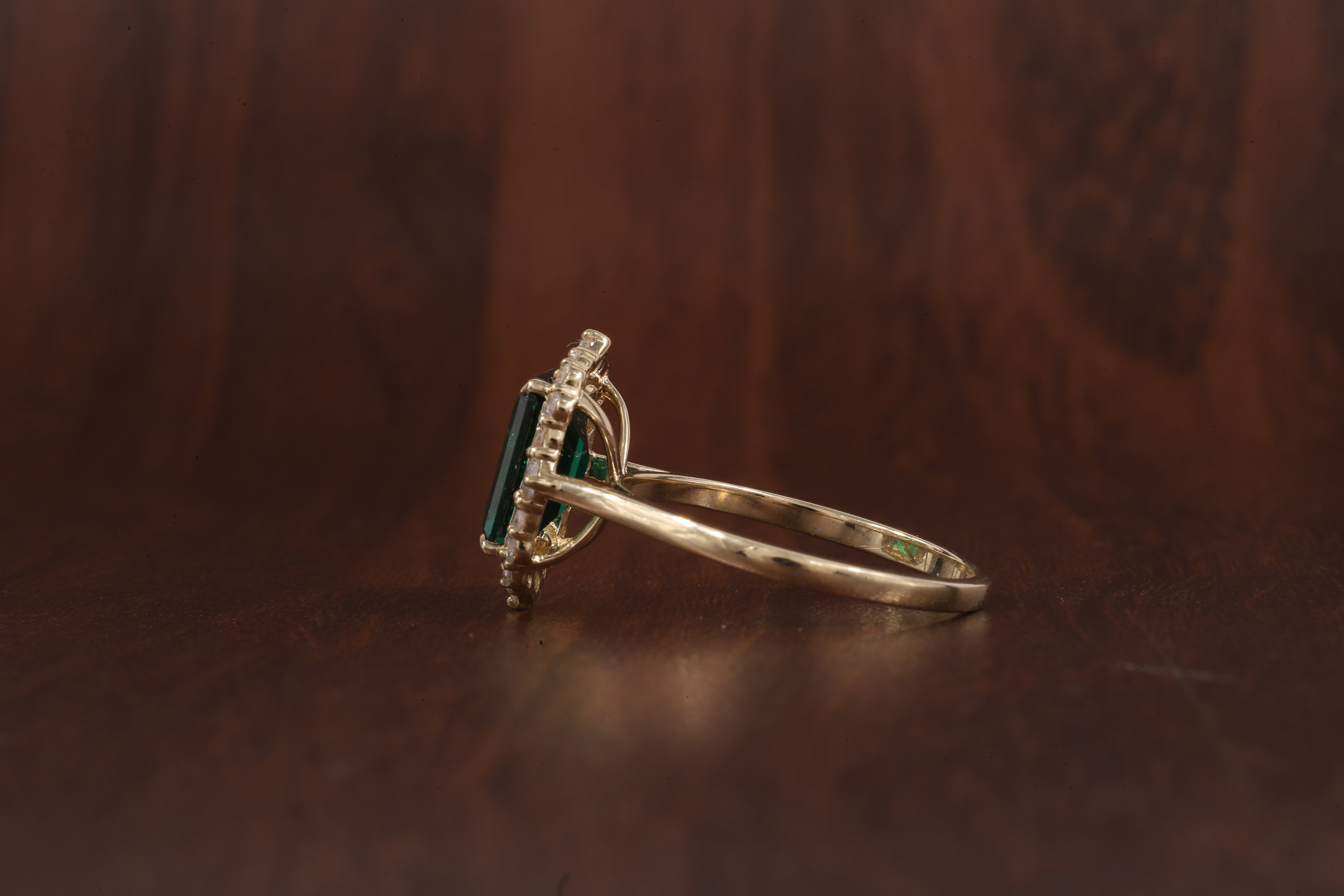 4 Carat Emerald Cut Green CZ Ring with Moissanite Halo