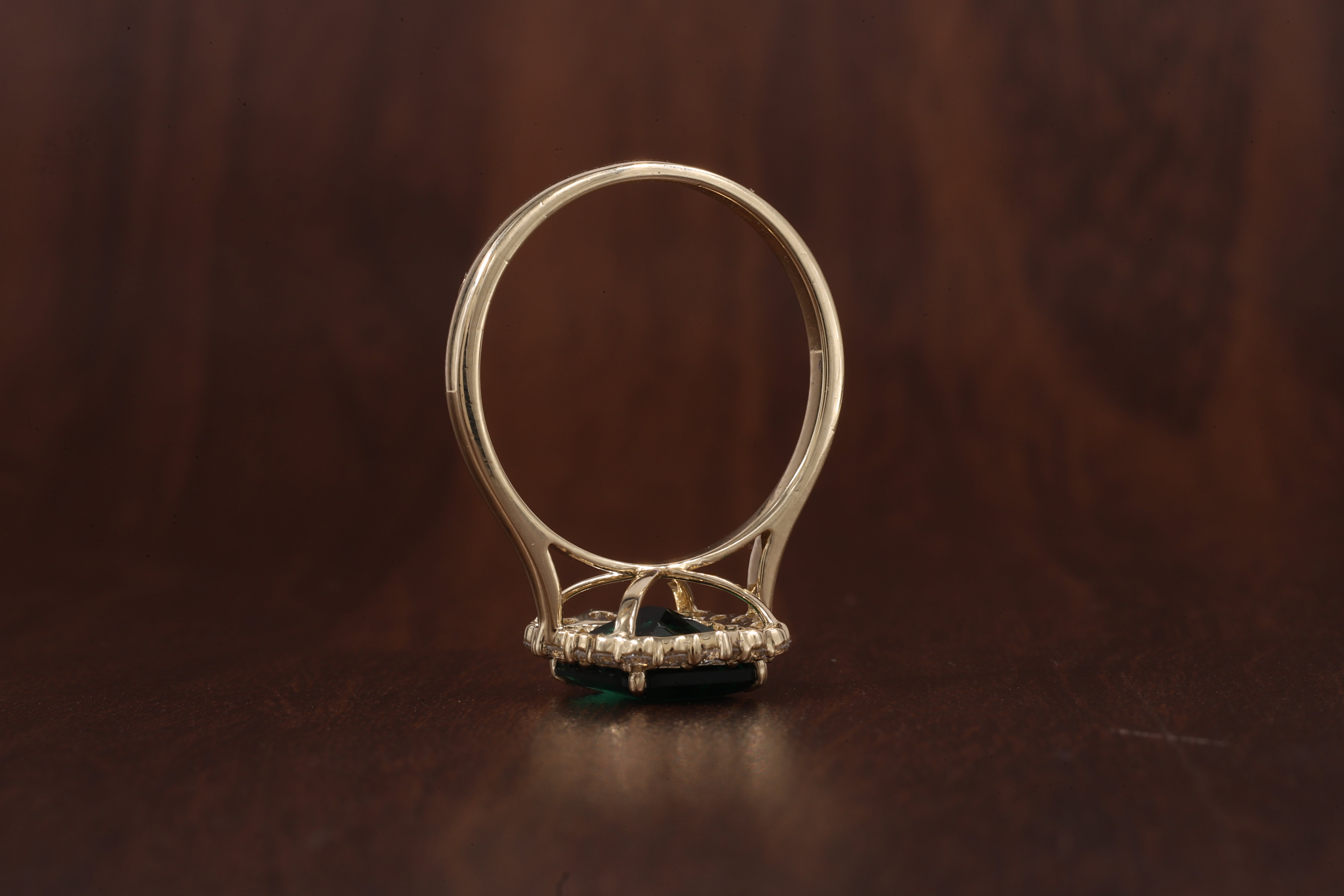 4 Carat Emerald Cut Green CZ Ring with Moissanite Halo