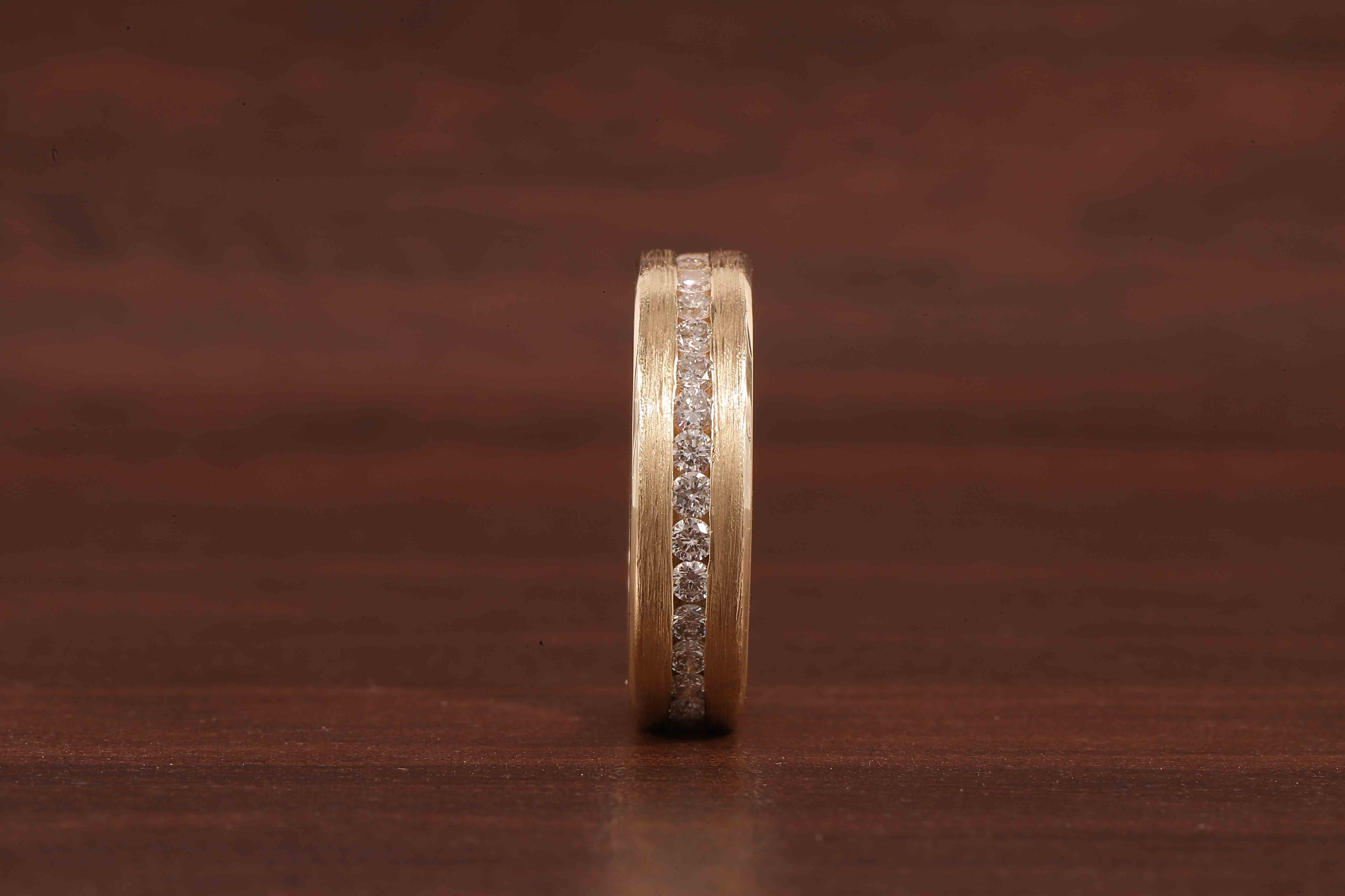 14K Yellow Gold Moissanite Men's Full Eternity Wedding Band Ring