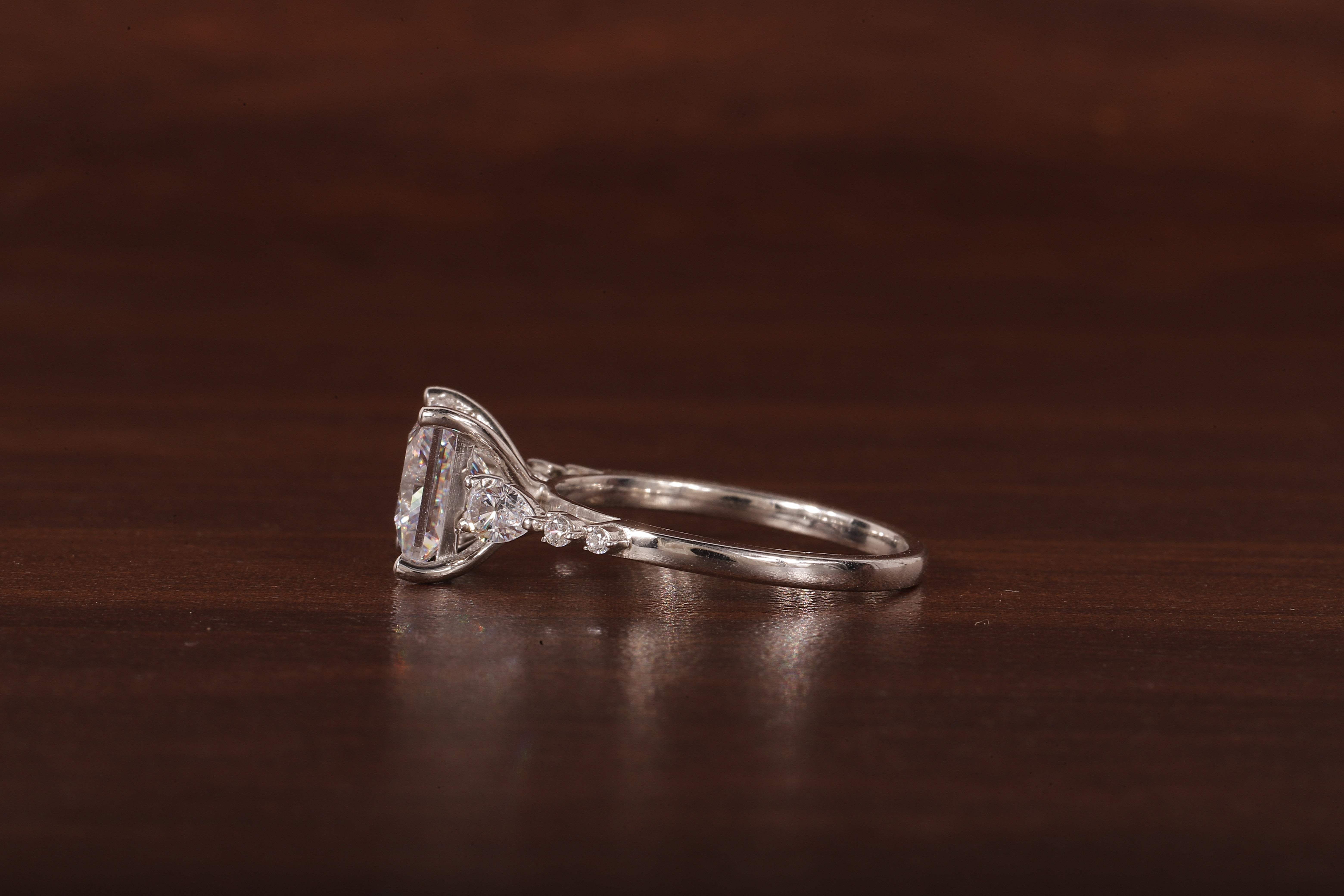 Princess cut Moissanite engagement ring Unique White gold engagement