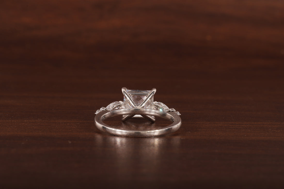 Princess cut Moissanite engagement ring Unique White gold engagement