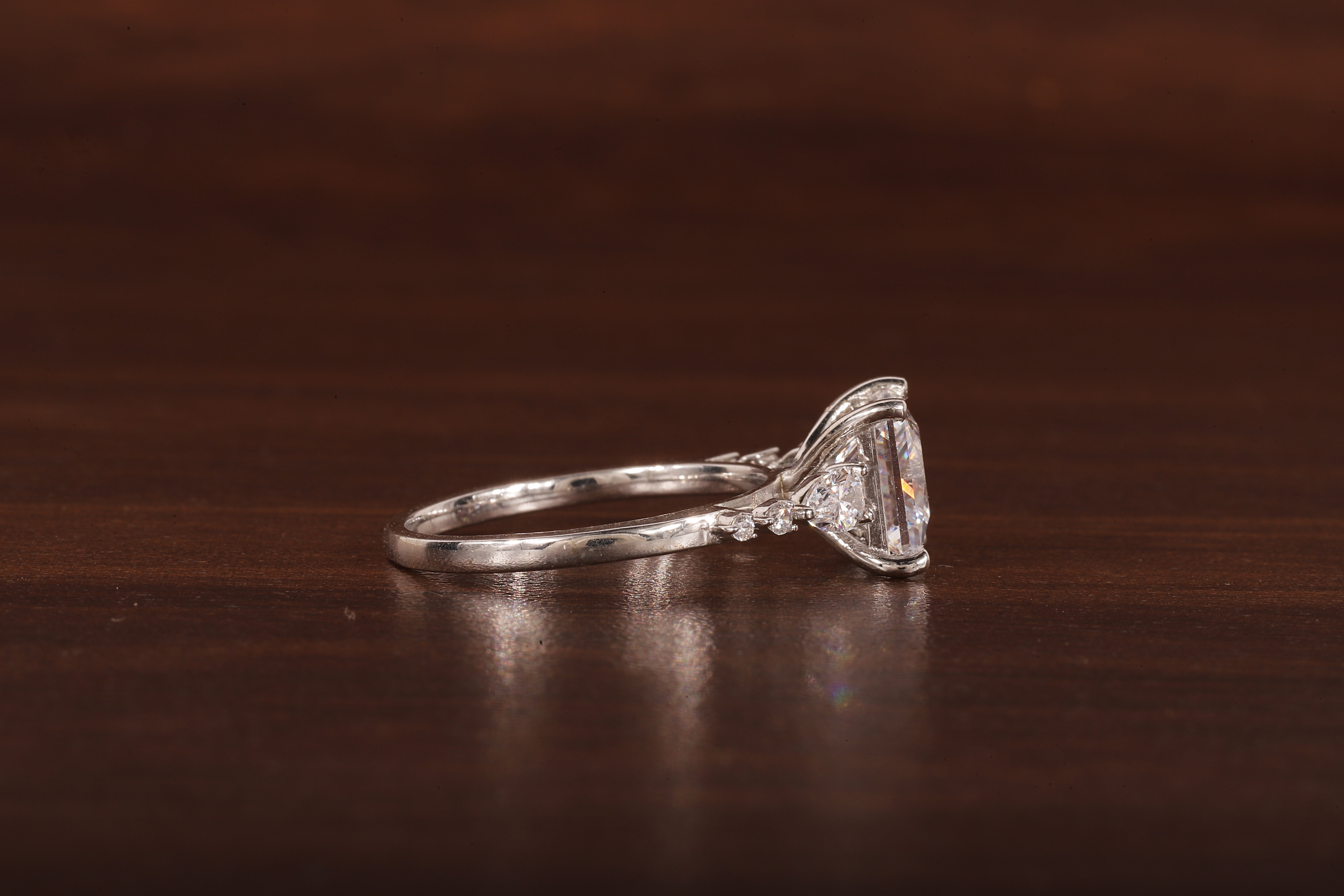 Princess cut Moissanite engagement ring Unique White gold engagement