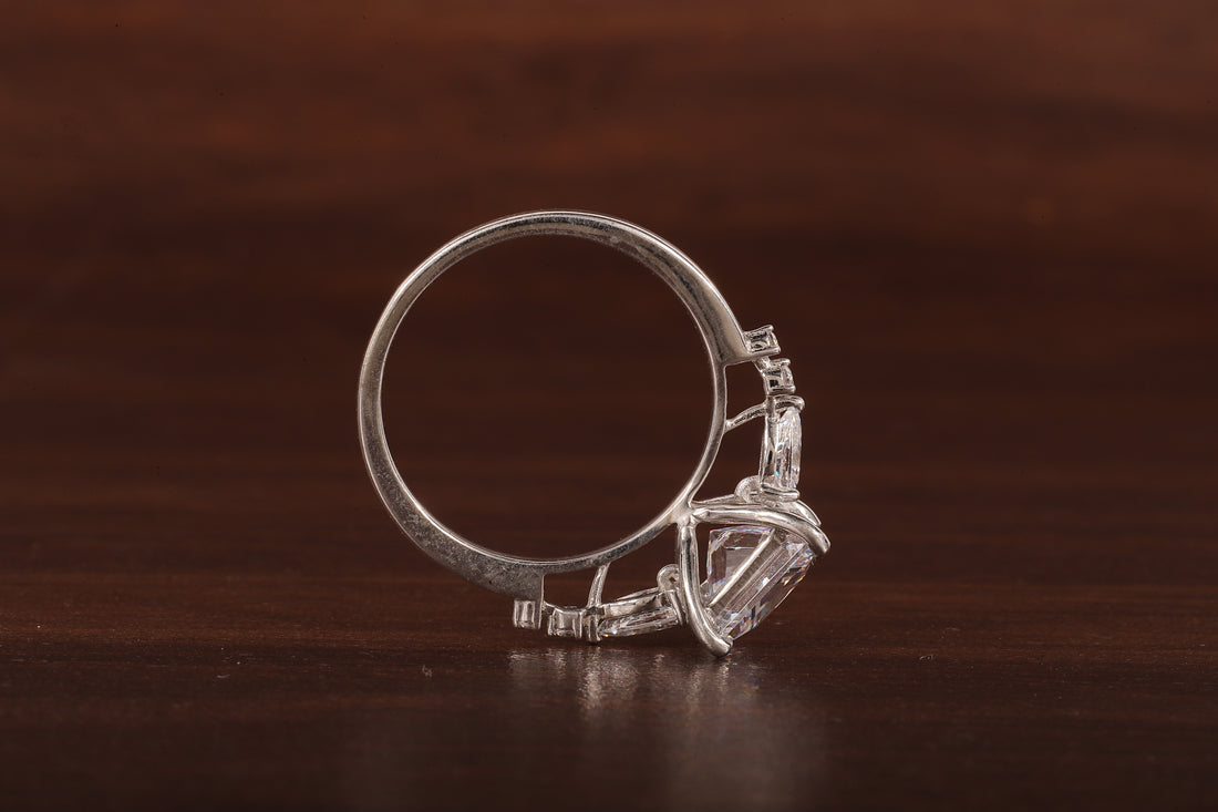 Princess cut Moissanite engagement ring Unique White gold engagement