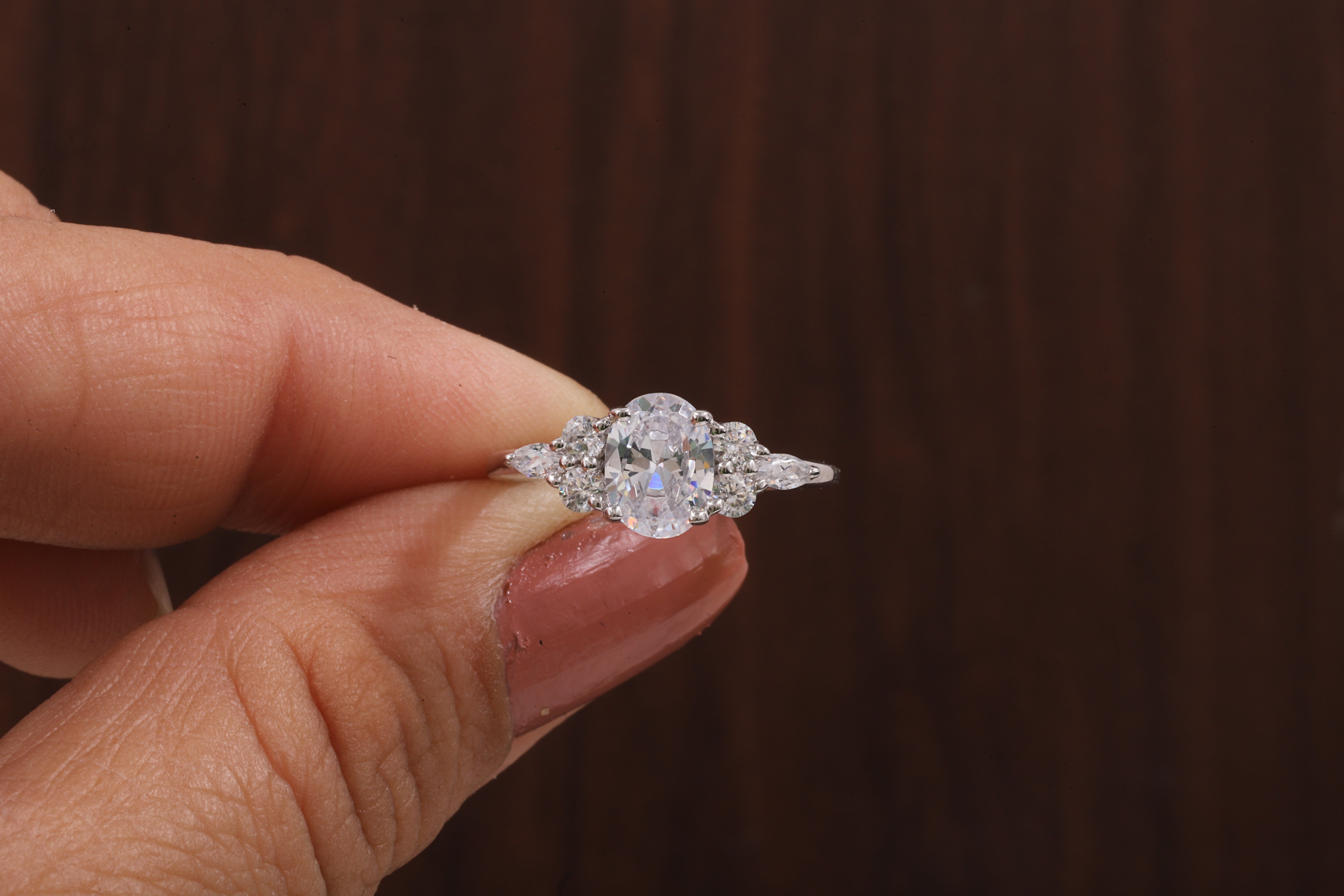 Oval Moissanite Bridal Ring, 1.25CT Moissanite Engagement Ring