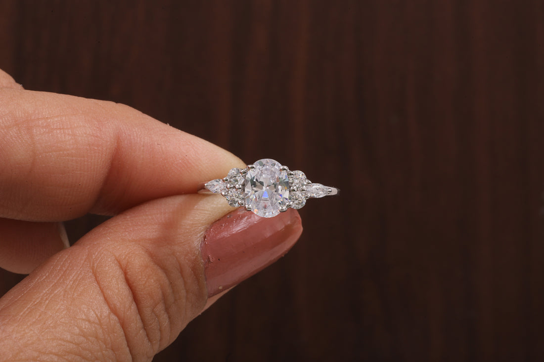 Oval Moissanite Bridal Ring, 1.25CT Moissanite Engagement Ring