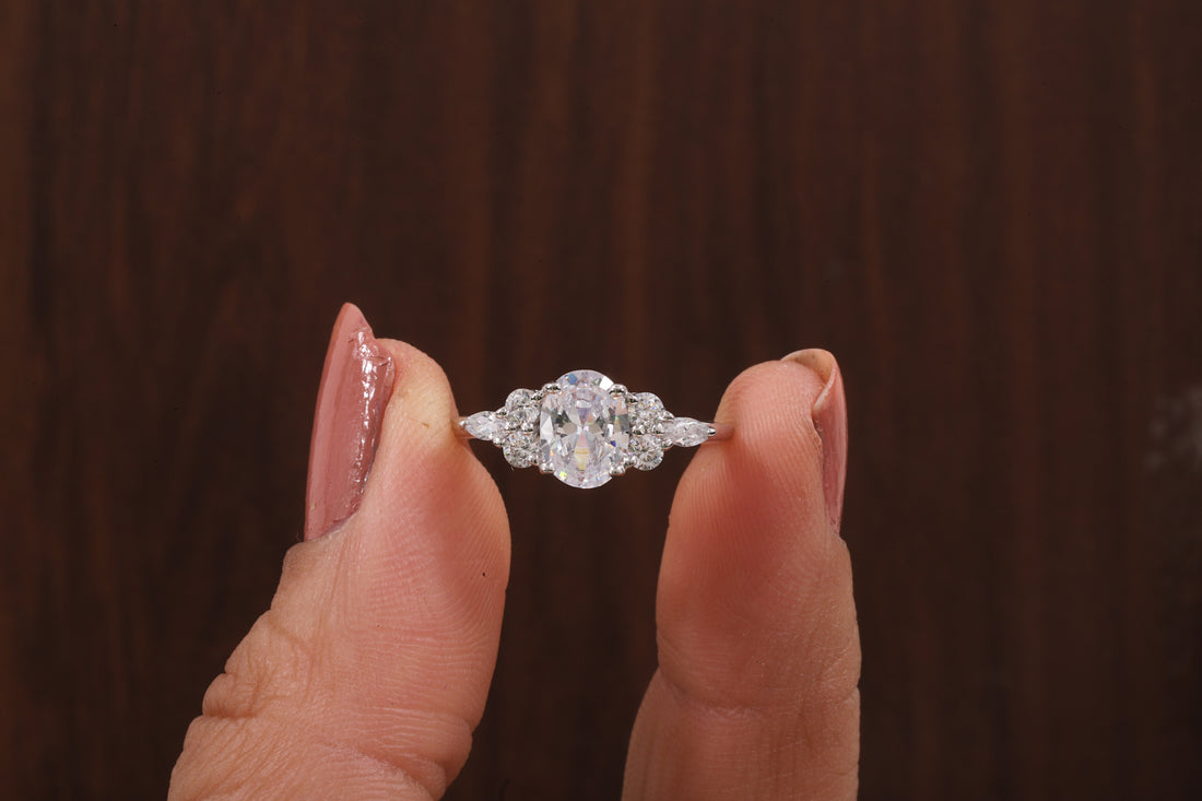 Oval Moissanite Bridal Ring, 1.25CT Moissanite Engagement Ring
