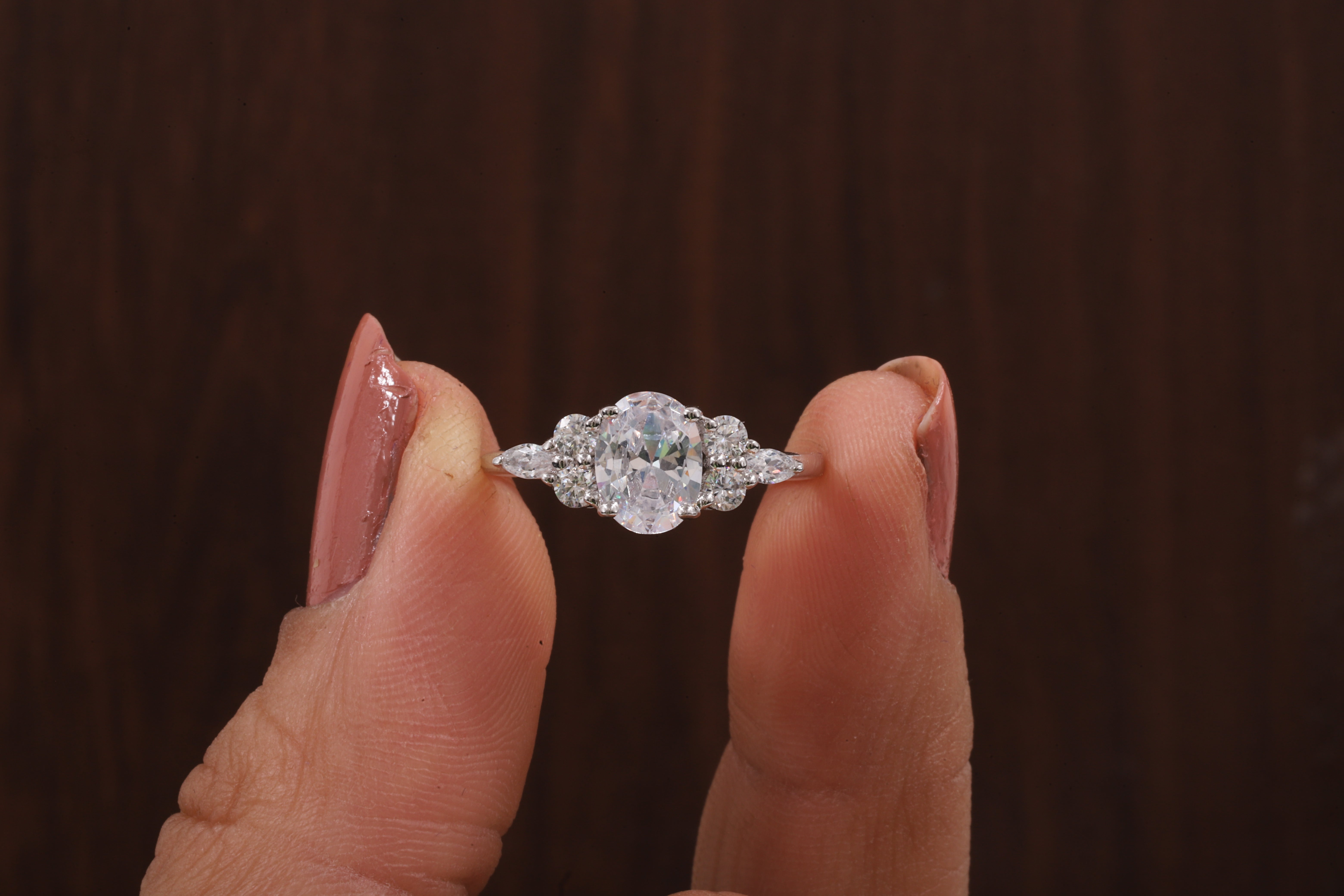 Oval Moissanite Bridal Ring, 1.25CT Moissanite Engagement Ring