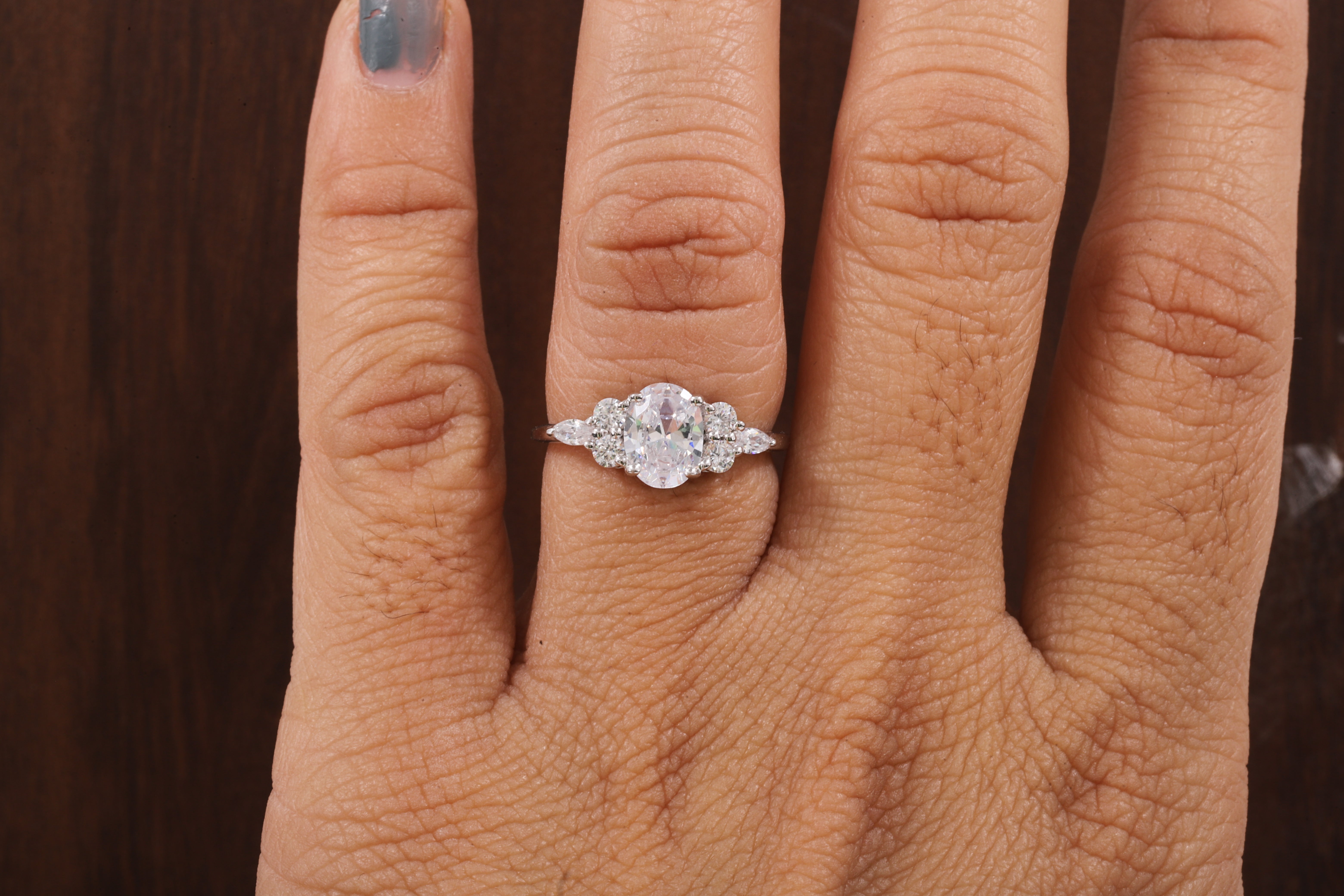 Oval Moissanite Bridal Ring, 1.25CT Moissanite Engagement Ring