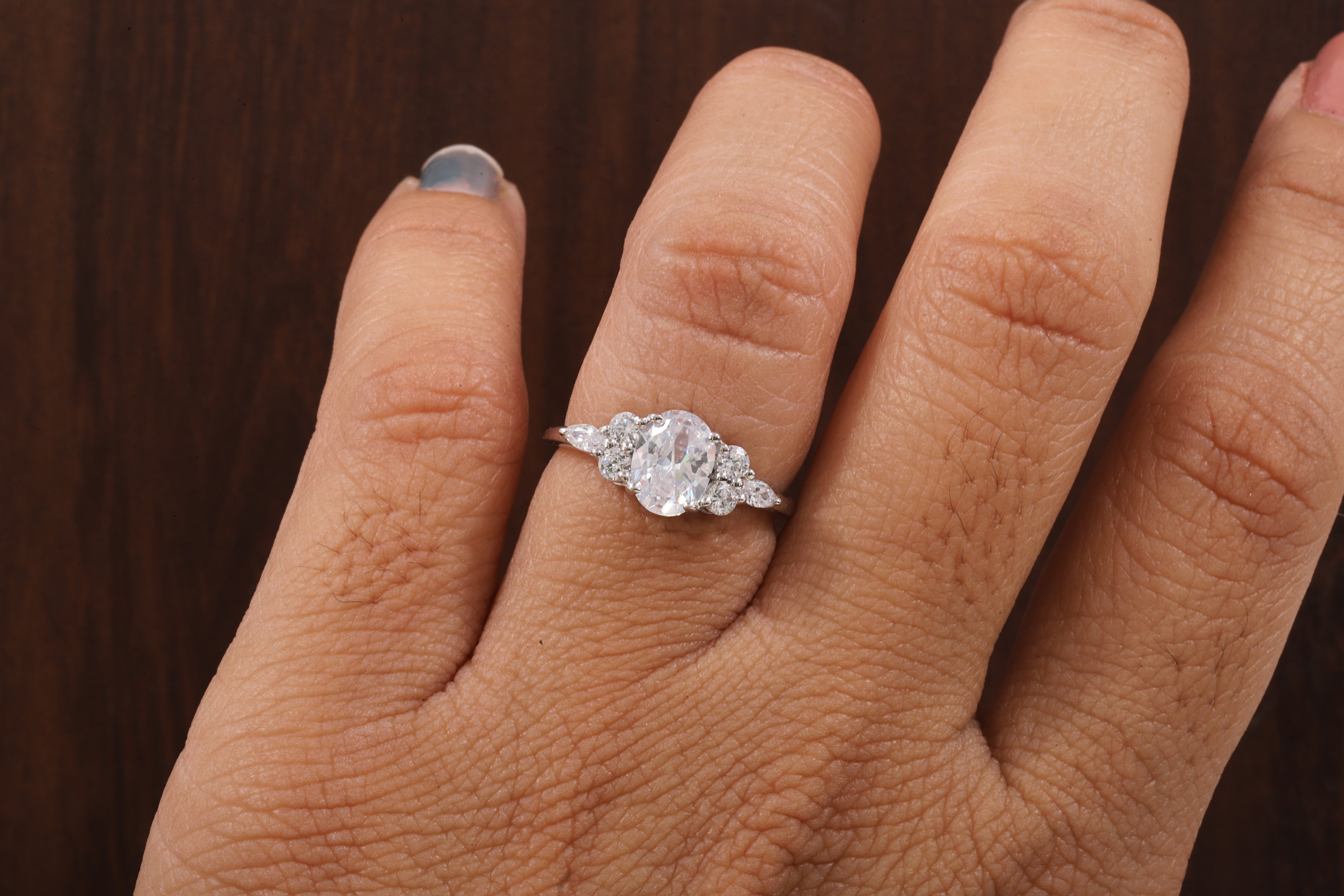 Oval Moissanite Bridal Ring, 1.25CT Moissanite Engagement Ring
