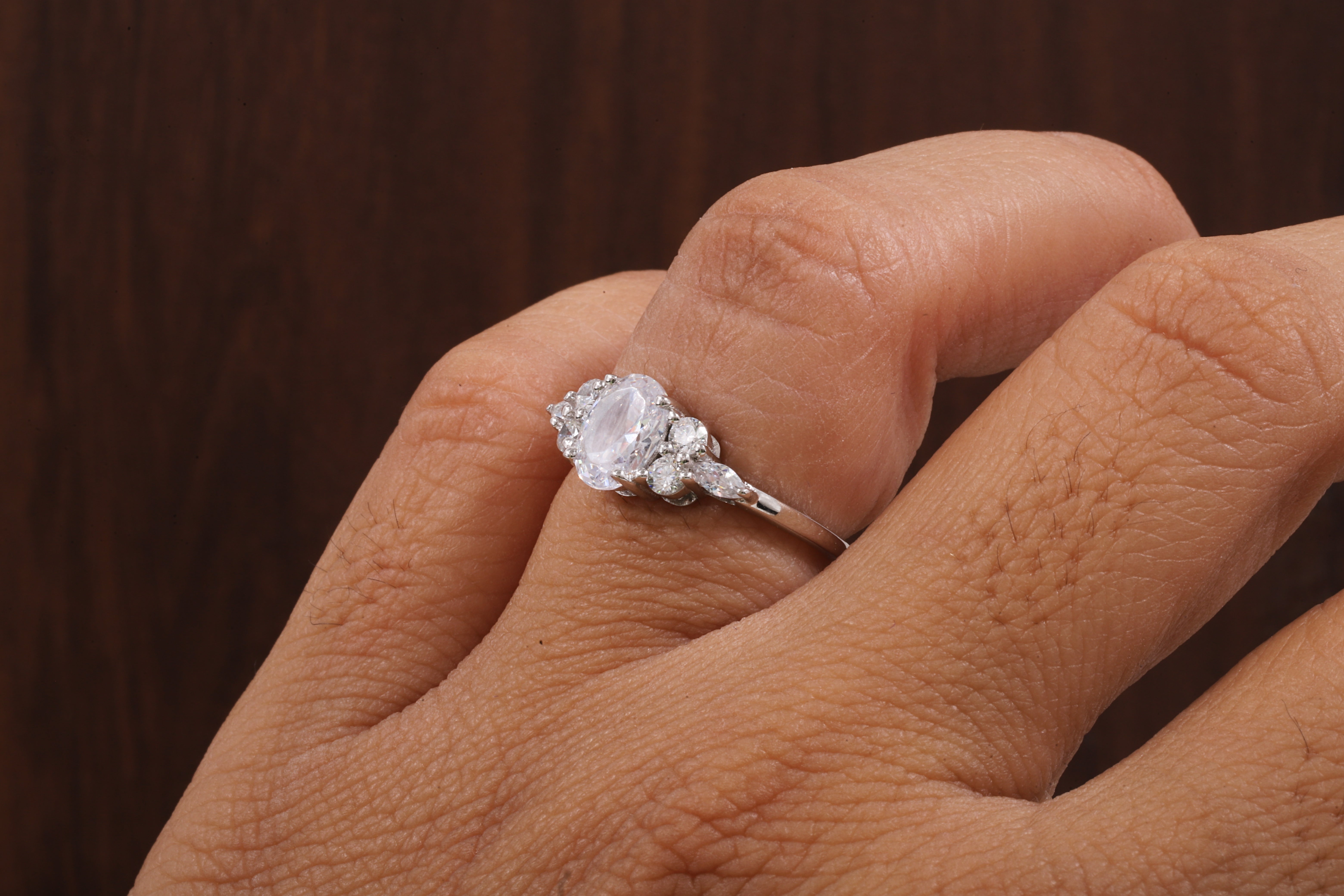 Oval Moissanite Bridal Ring, 1.25CT Moissanite Engagement Ring