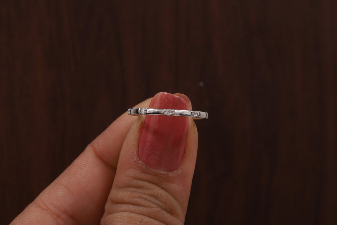 Thin Moissanite Ring,Stacking Ring, Anniversary Gift Ring, Micro Pave Set Moissanite Ring