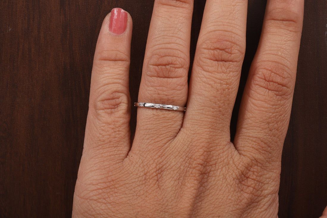 Thin Moissanite Ring,Stacking Ring, Anniversary Gift Ring, Micro Pave Set Moissanite Ring