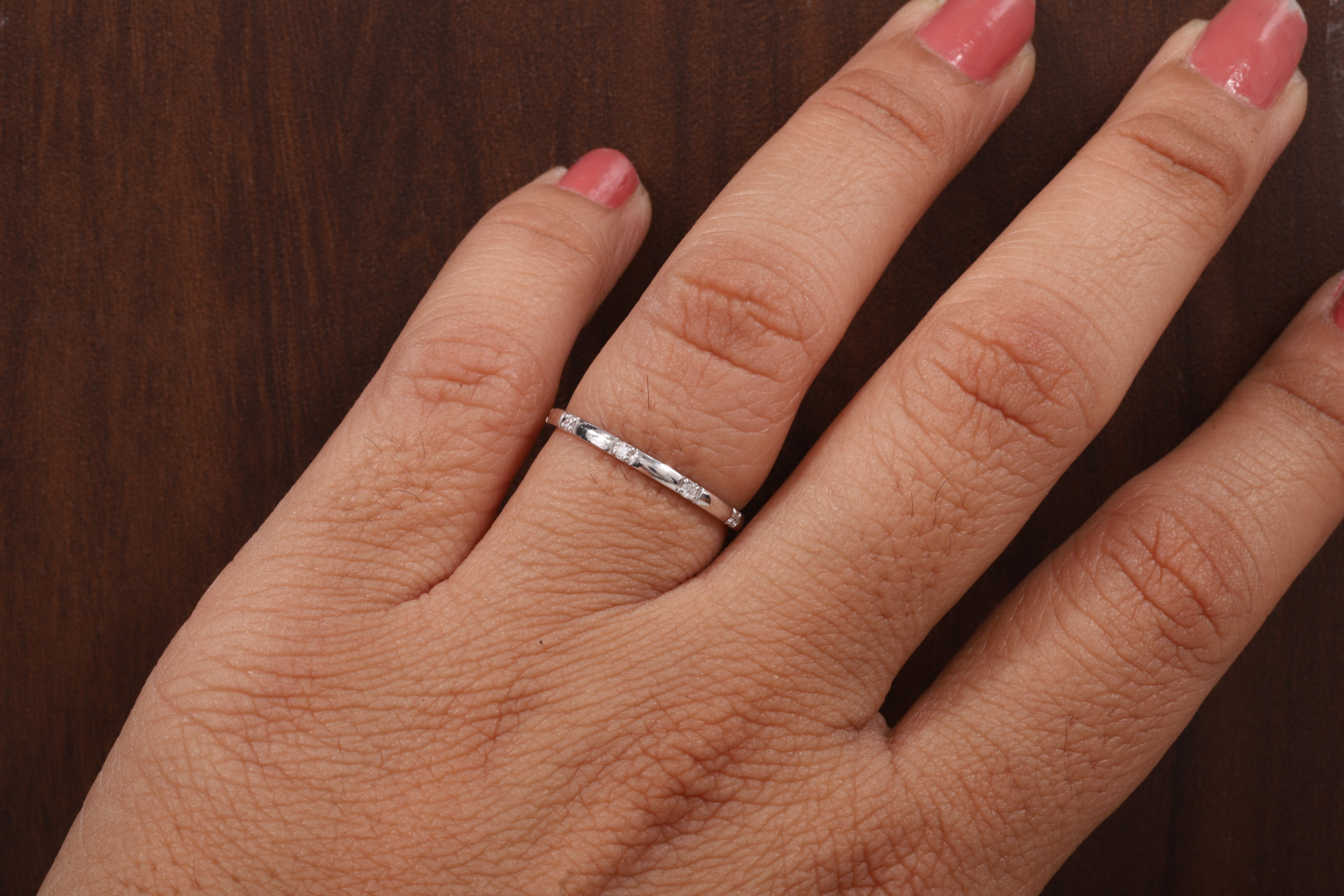 Thin Moissanite Ring,Stacking Ring, Anniversary Gift Ring, Micro Pave Set Moissanite Ring