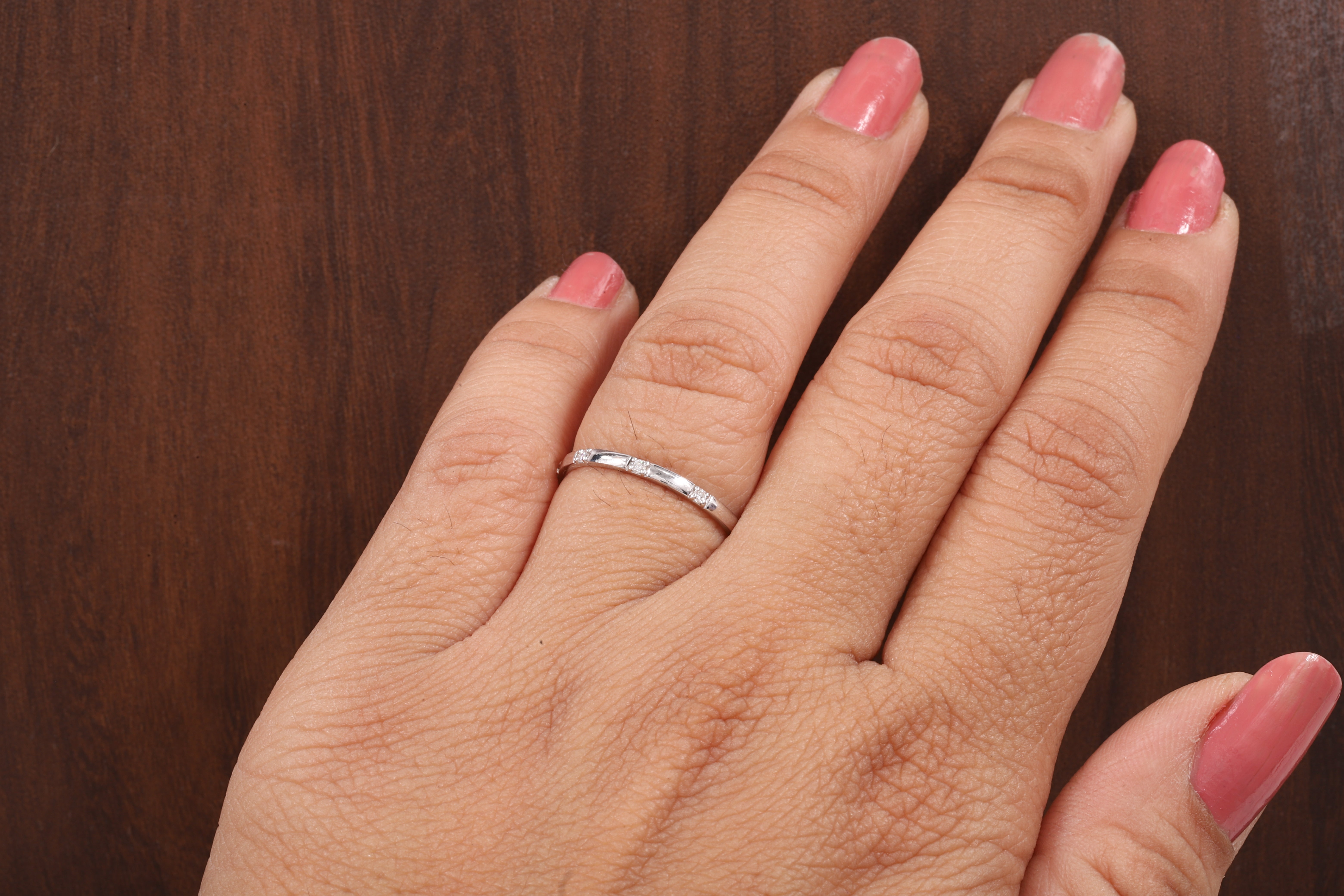Thin Moissanite Ring,Stacking Ring, Anniversary Gift Ring, Micro Pave Set Moissanite Ring