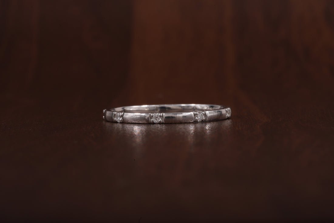 Thin Moissanite Ring,Stacking Ring, Anniversary Gift Ring, Micro Pave Set Moissanite Ring