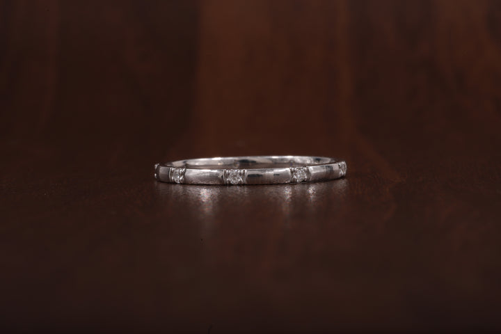 Thin Moissanite Ring,Stacking Ring, Anniversary Gift Ring, Micro Pave Set Moissanite Ring