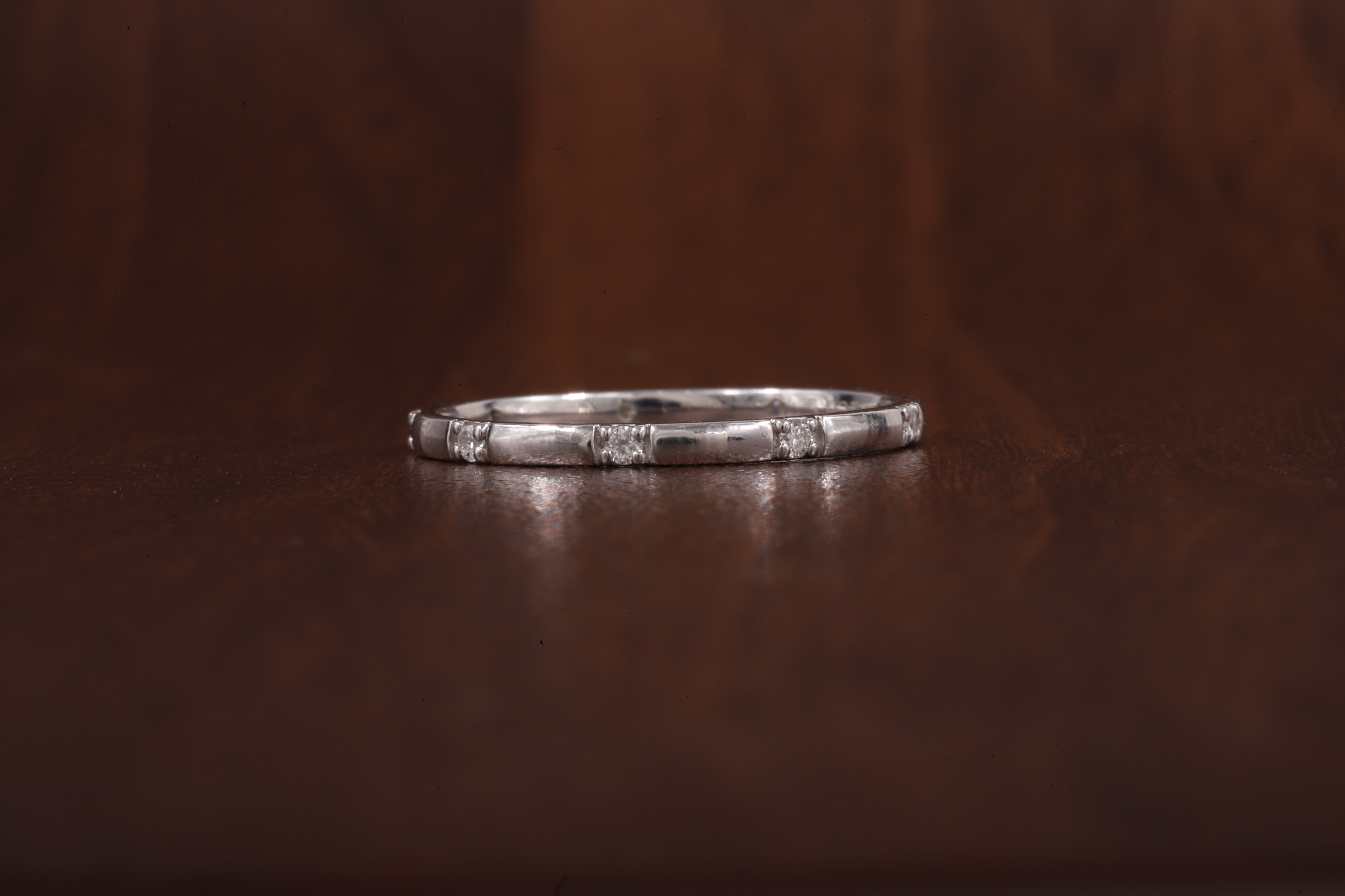 Thin Moissanite Ring,Stacking Ring, Anniversary Gift Ring, Micro Pave Set Moissanite Ring