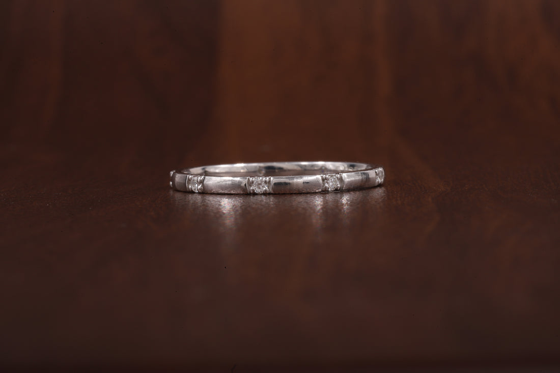Thin Moissanite Ring,Stacking Ring, Anniversary Gift Ring, Micro Pave Set Moissanite Ring