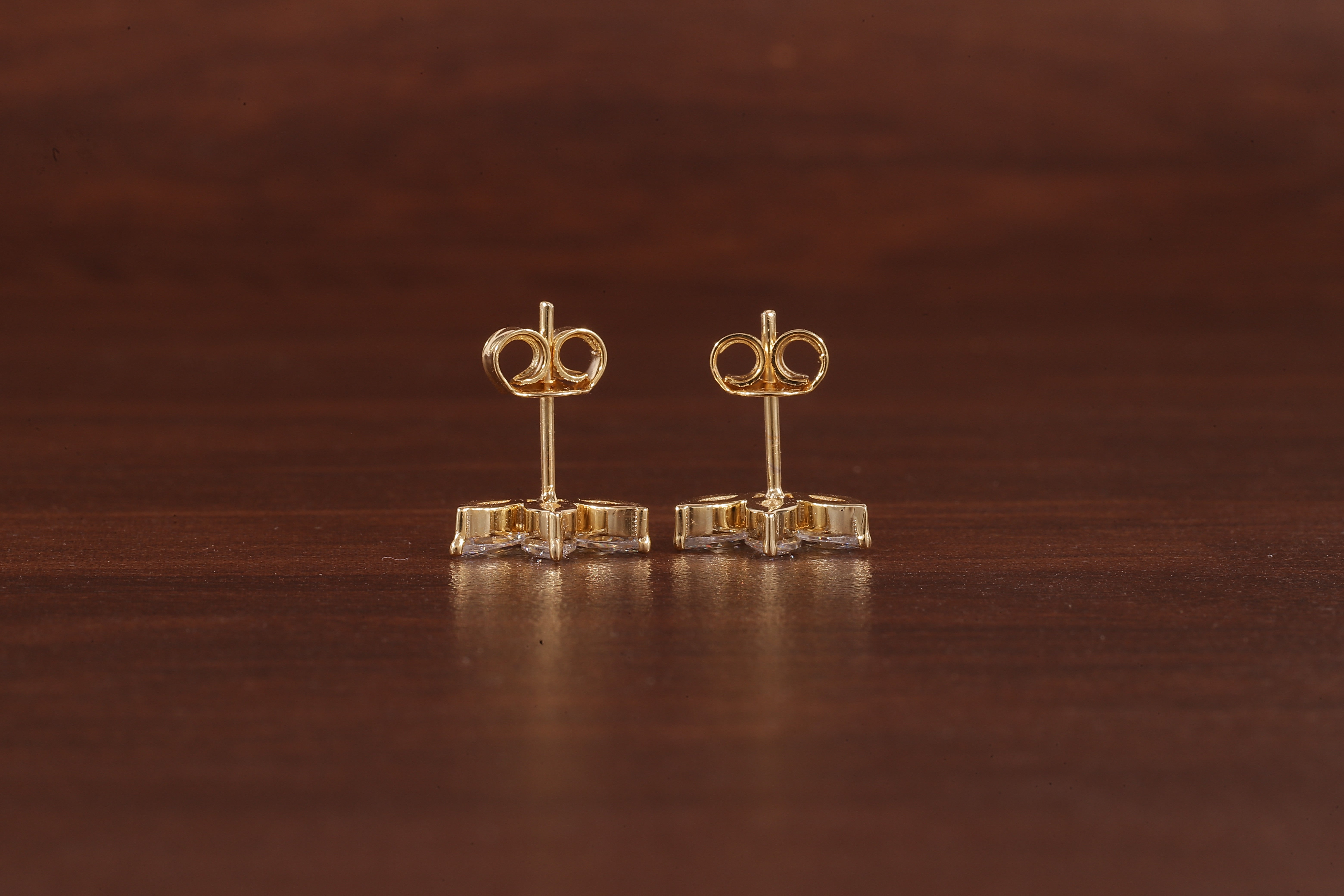 Solid Gold Marquise Moissanite Lotus Cartilage Earrings