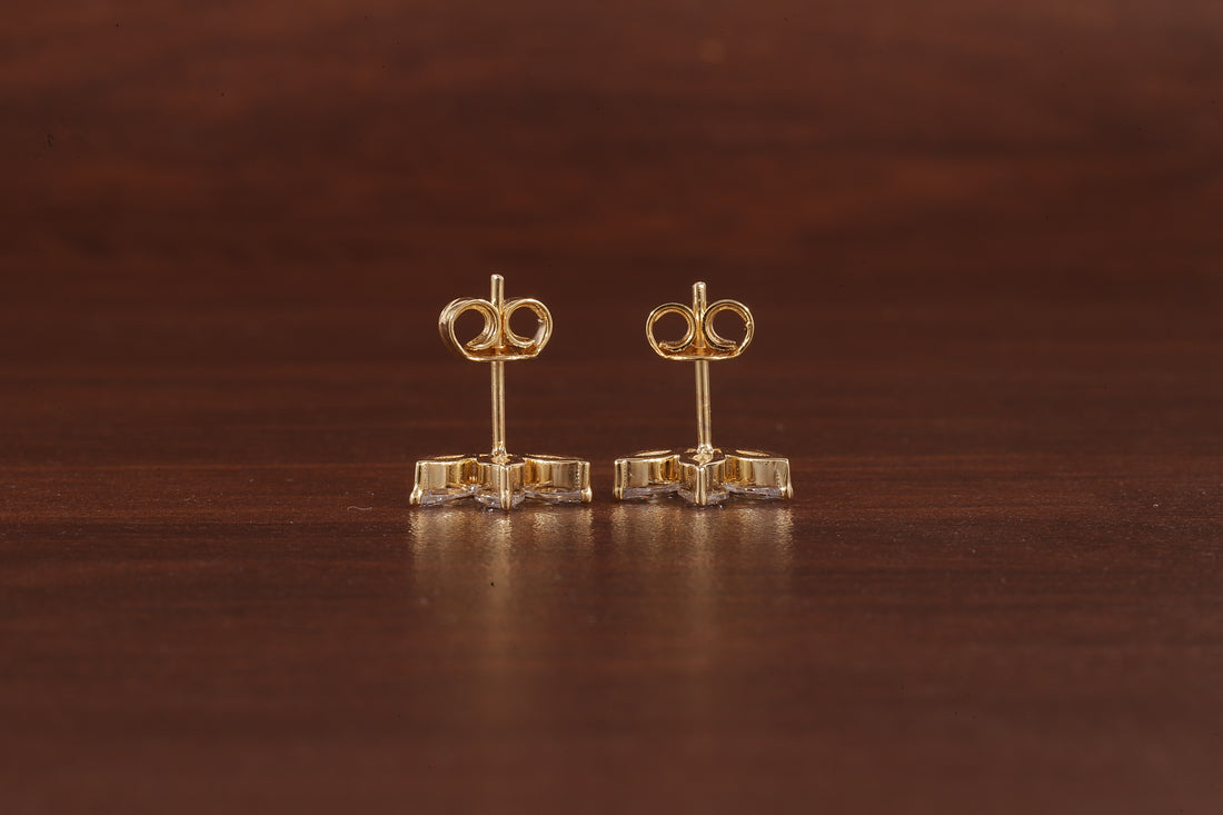 Solid Gold Marquise Moissanite Lotus Cartilage Earrings