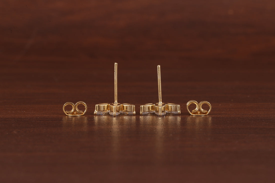 Solid Gold Marquise Moissanite Lotus Cartilage Earrings